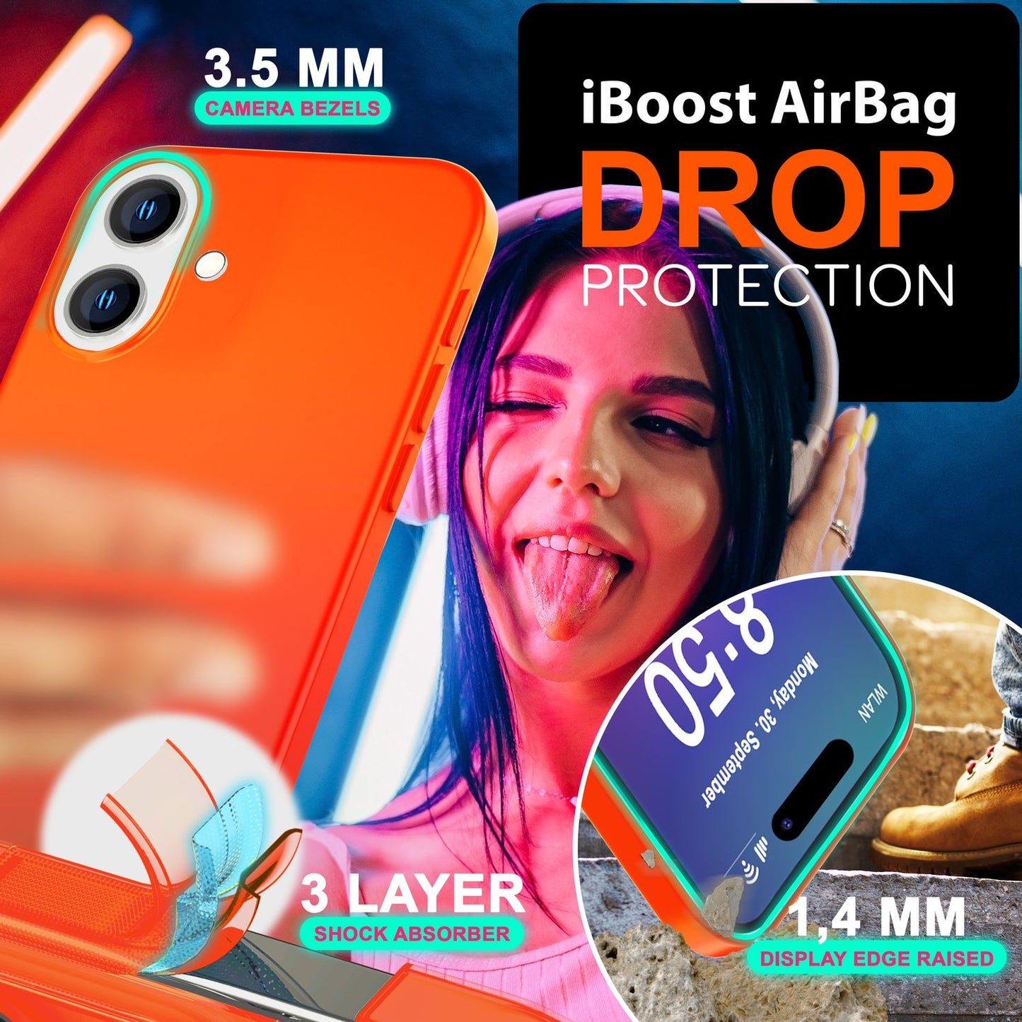 NALIA NeonShock Case - Neonfarbenes Silikoncover, TPU Material, Kompatibel Mit iPhone 16 Plus