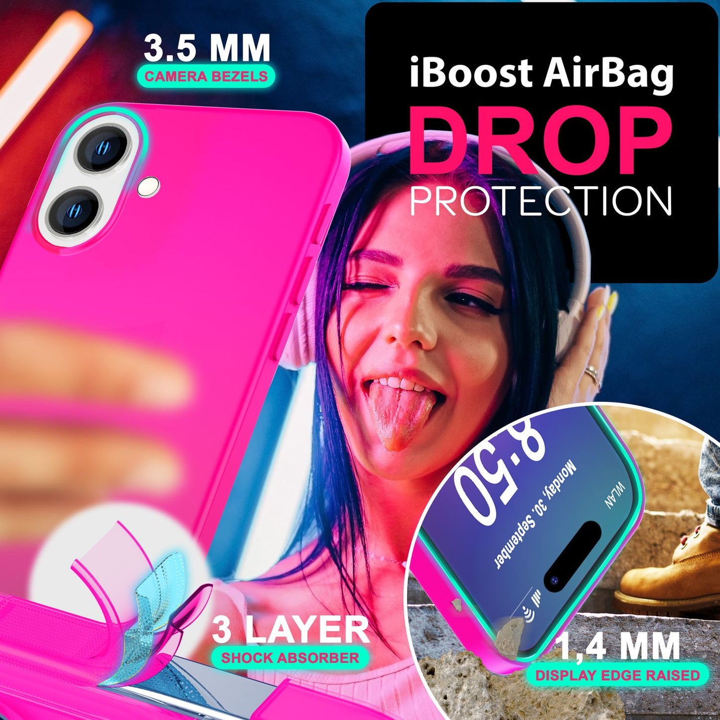 NALIA NeonShock Case - Neonfarbenes Silikoncover, TPU Material, Kompatibel Mit iPhone 16 Plus