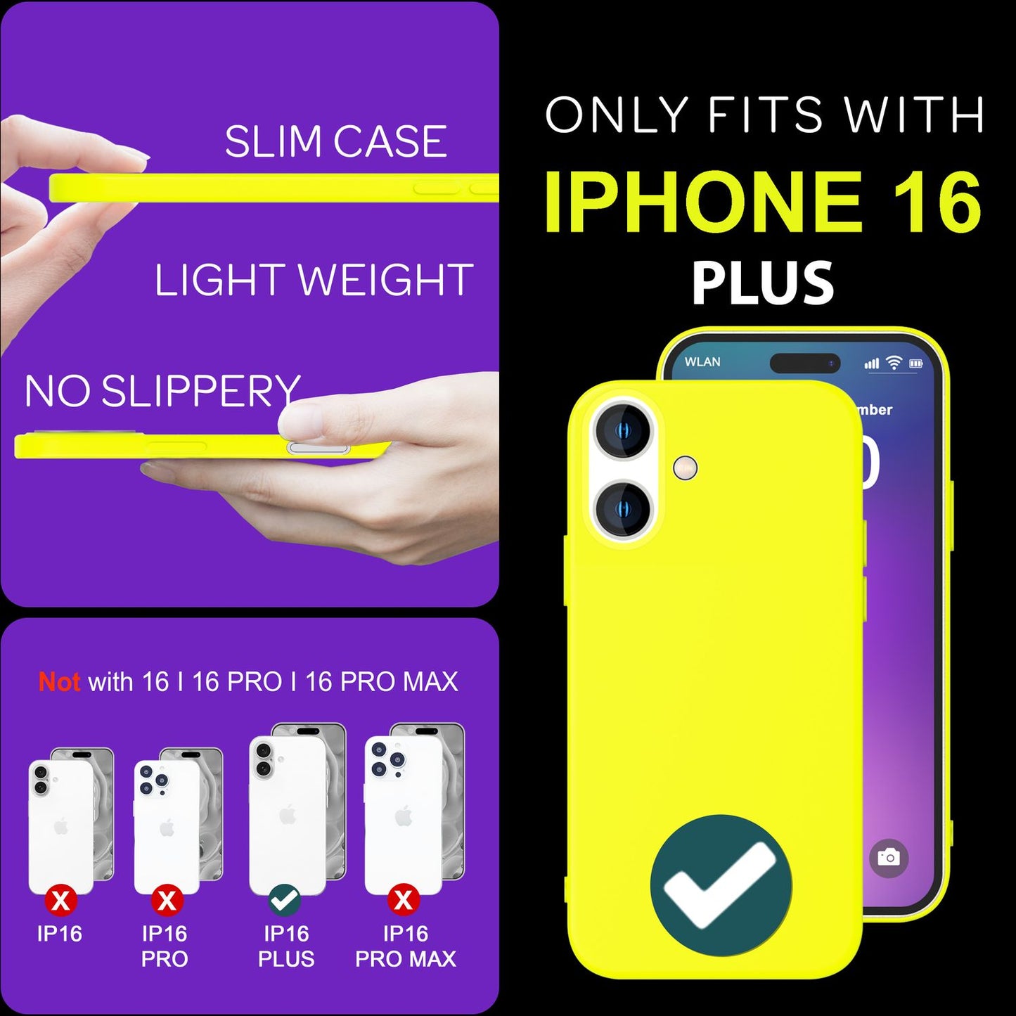NALIA NeonShock Case - Neonfarbenes Silikoncover, TPU Material, Kompatibel Mit iPhone 16 Plus