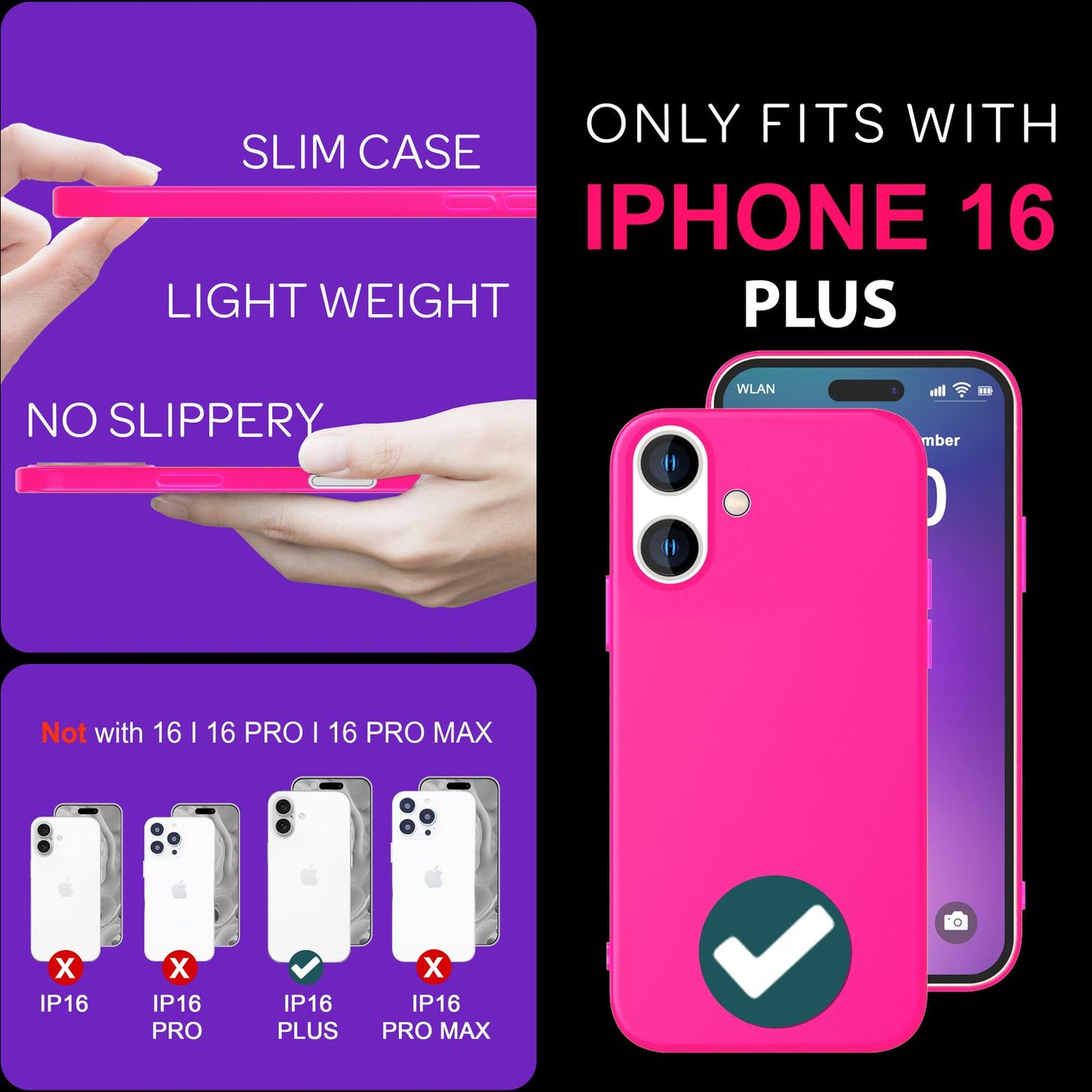 NALIA NeonShock Case - Neonfarbenes Silikoncover, TPU Material, Kompatibel Mit iPhone 16 Plus