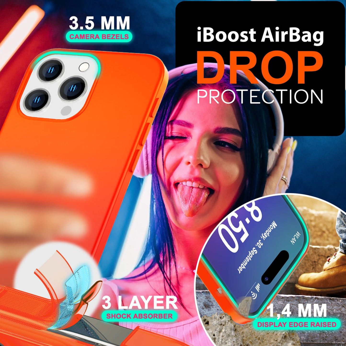 NALIA Bunte Neon Silikonhülle für iPhone 16 Pro Max, Hülle mit Intensiver Farbe, Rutschfeste Handyhülle Soft Case