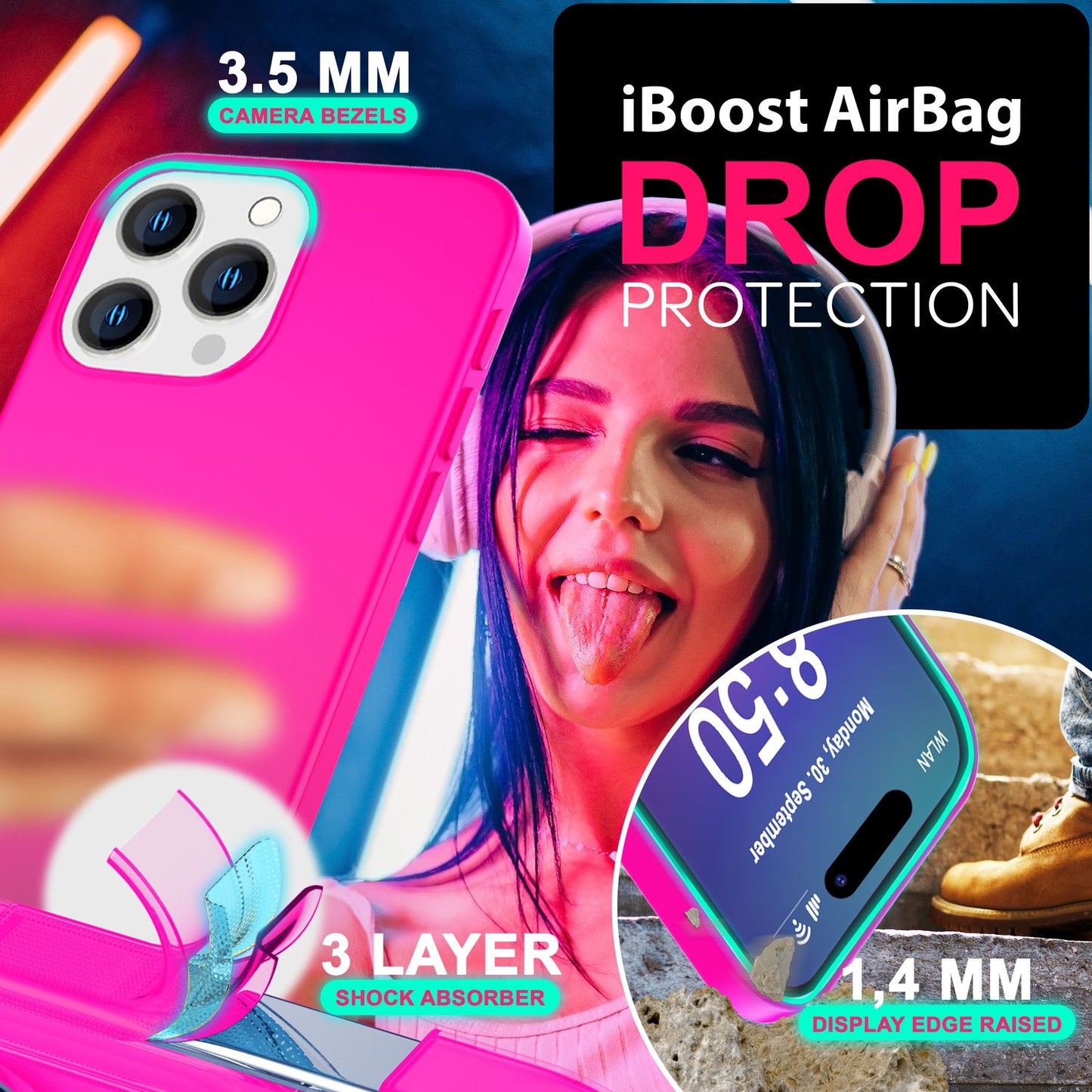 NALIA Bunte Neon Silikonhülle für iPhone 16 Pro Max, Hülle mit Intensiver Farbe, Rutschfeste Handyhülle Soft Case