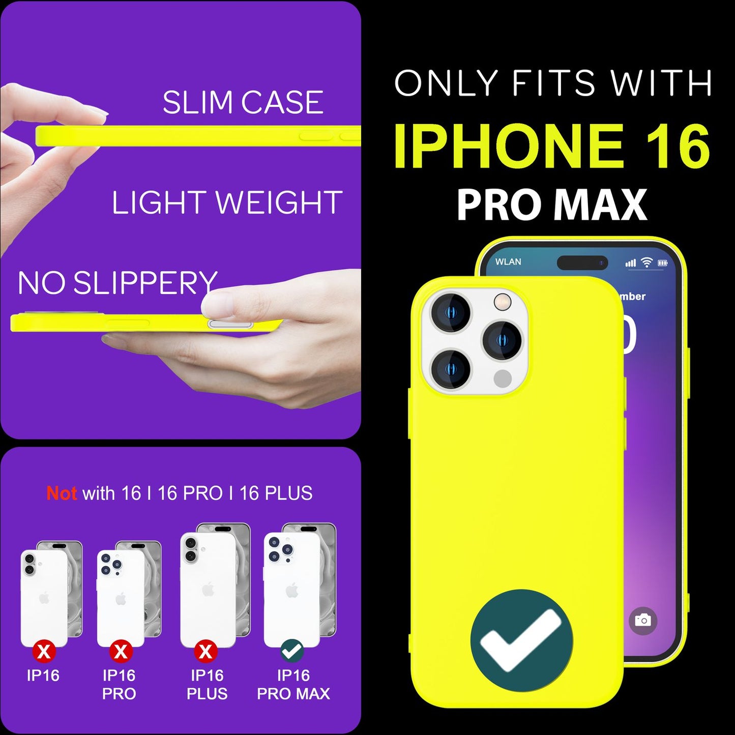NALIA Bunte Neon Silikonhülle für iPhone 16 Pro Max, Hülle mit Intensiver Farbe, Rutschfeste Handyhülle Soft Case