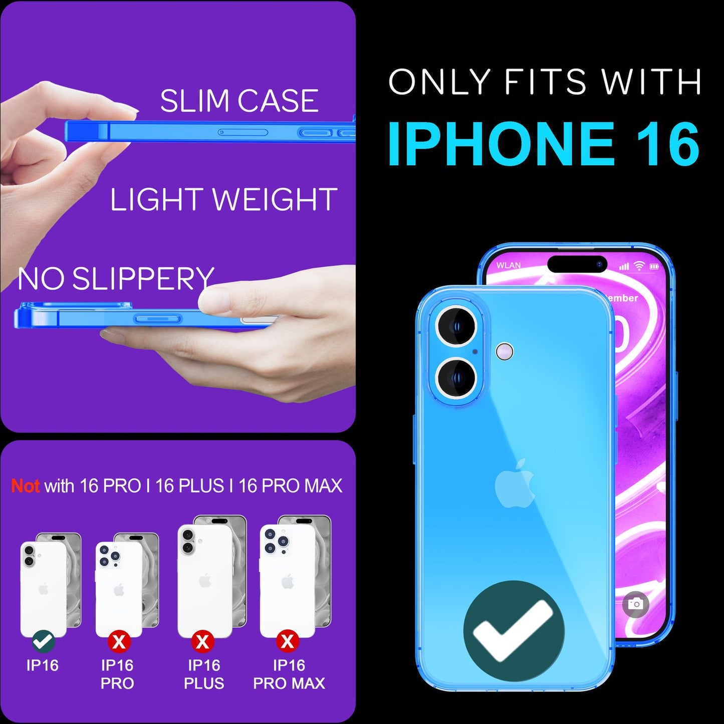 Husă NALIA Clear Neon - Compatibilă cu iPhone 16, Silicon Subțire 0.8 mm, Culori Neon