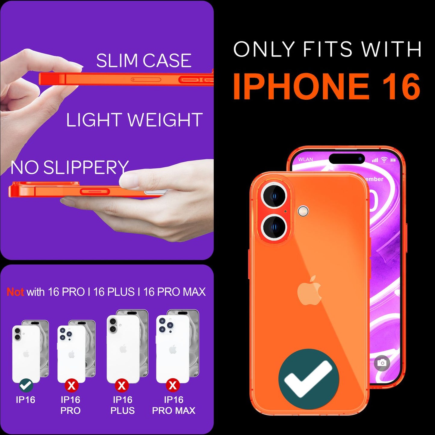 Husă NALIA Clear Neon - Compatibilă cu iPhone 16, Silicon Subțire 0.8 mm, Culori Neon