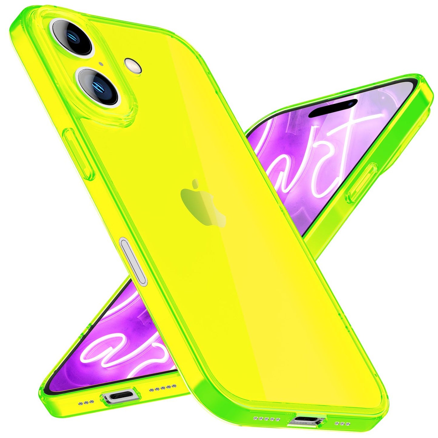 Carcasă NALIA Clear Neon - Culori neon vibrante, grosime 1,0 mm; greutate 12 g; Compatibilă cu iPhone 16 Plus