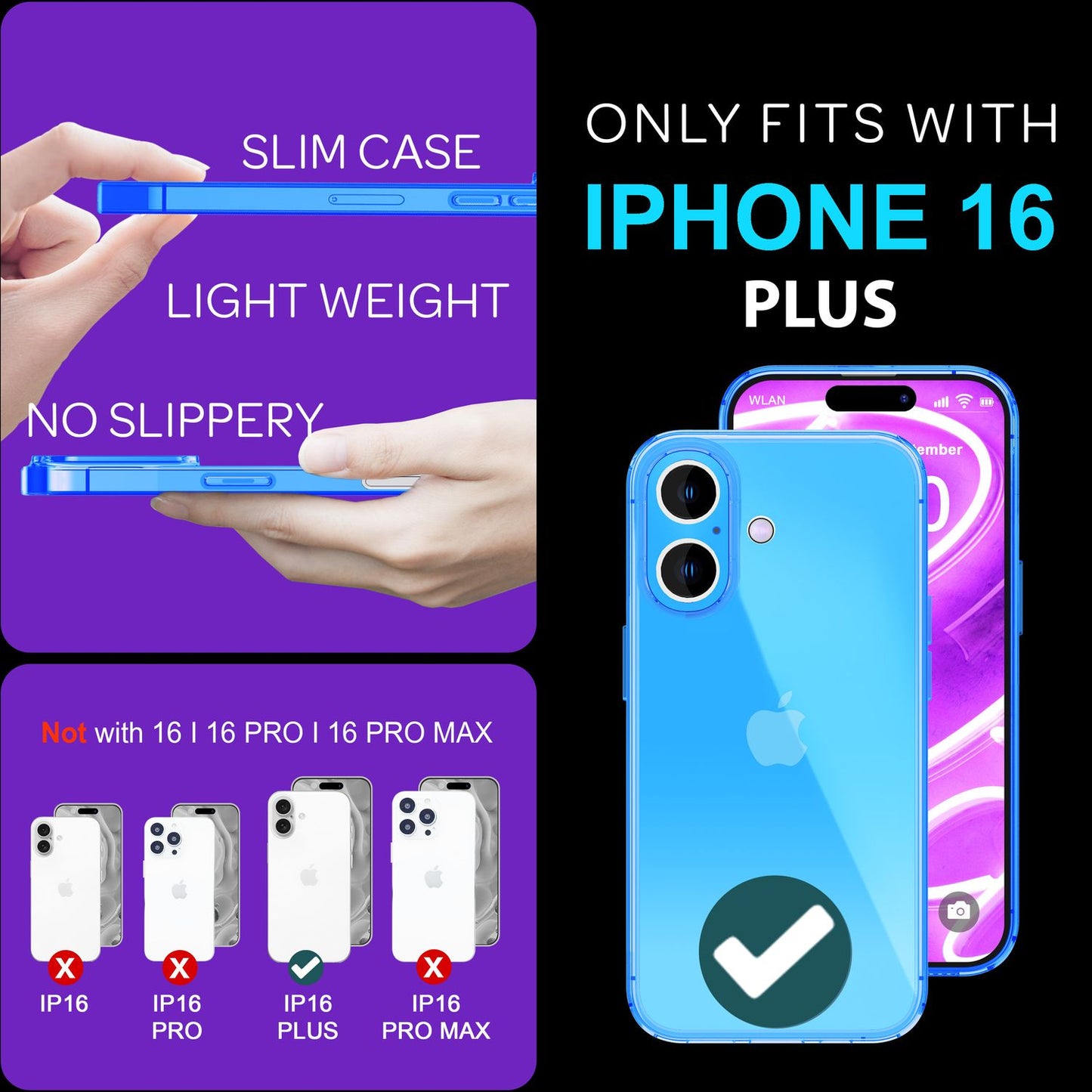 Carcasă NALIA Clear Neon - Culori neon vibrante, grosime 1,0 mm; greutate 12 g; Compatibilă cu iPhone 16 Plus