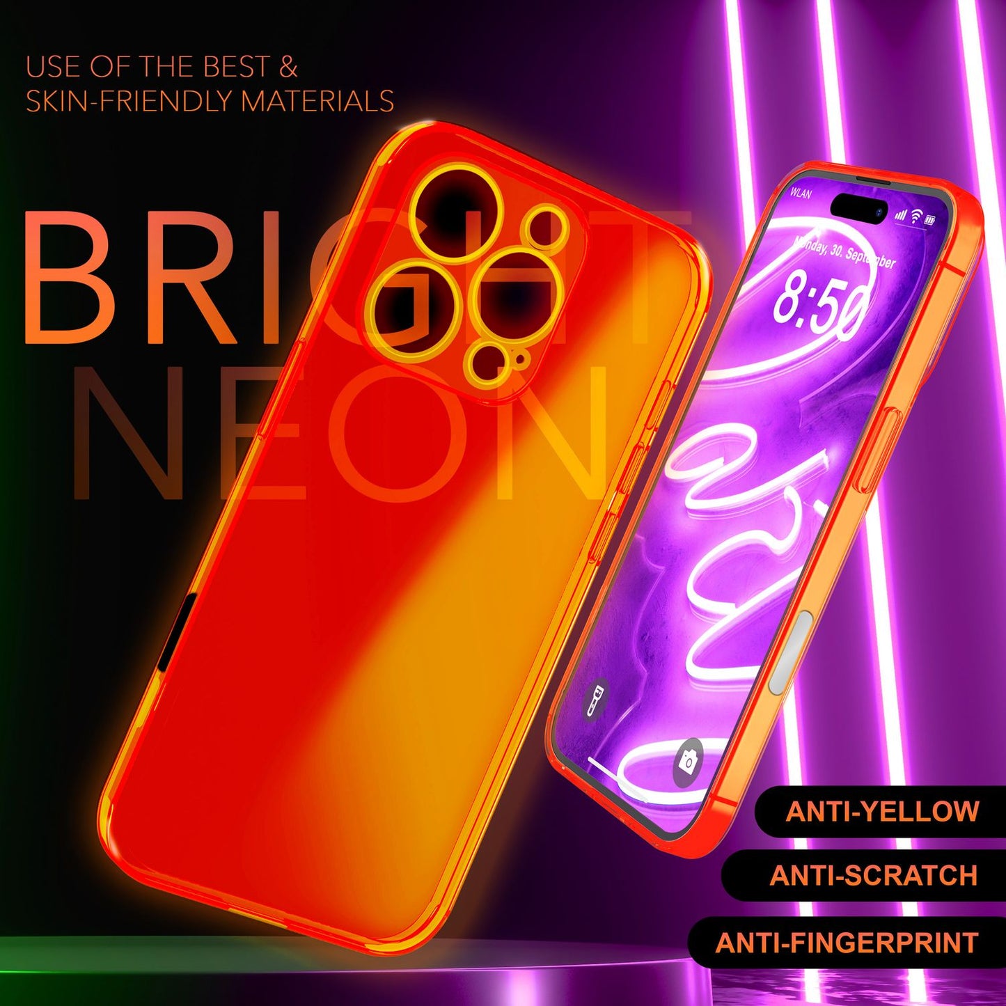 Husă NALIA Clear Neon - Dimensiune 6,7 inch, silicon, culori neon