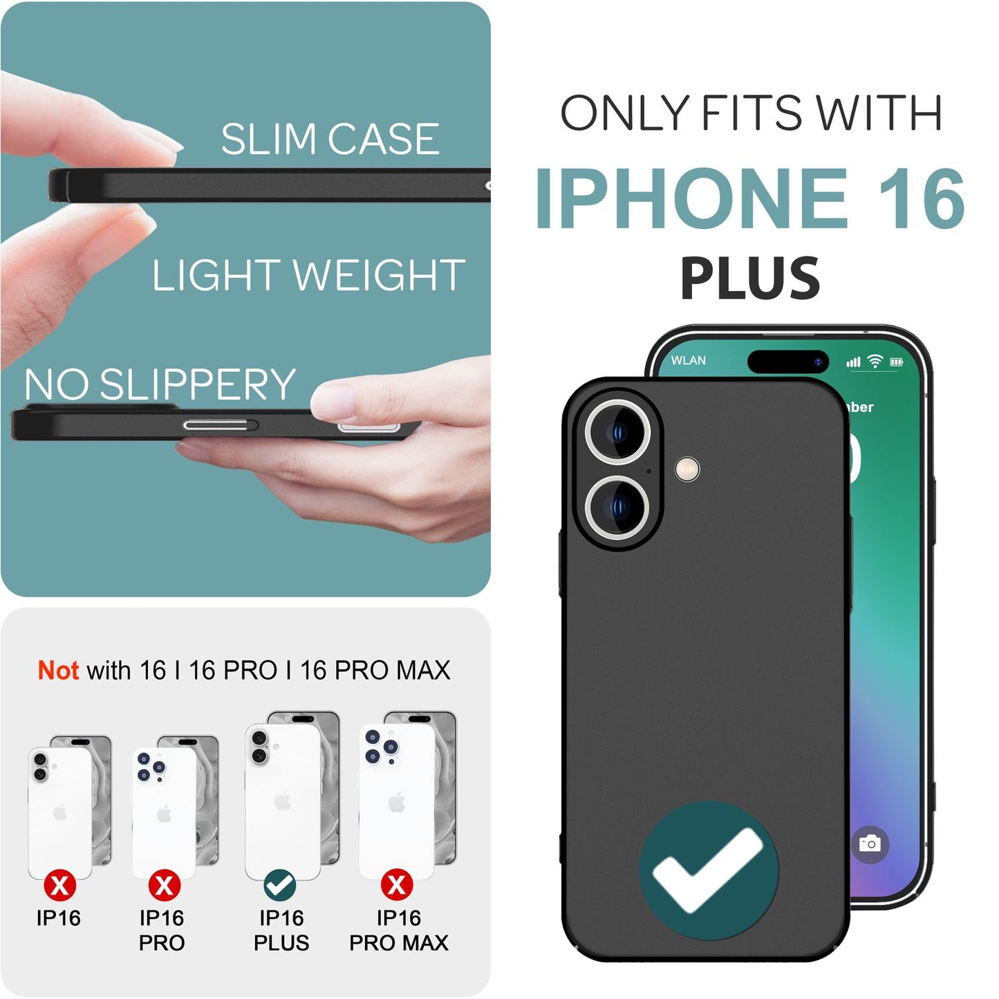 NALIA Ultra Dünne Harte Hülle für iPhone 16 Plus, Leichte Schlanke 0,5mm Handyhülle, Rutschfeste Schutzhülle