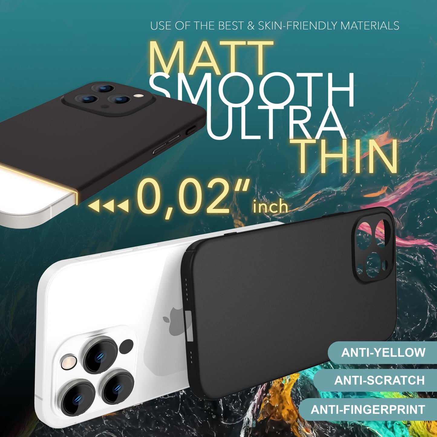 NALIA Ultra Dünne Harte Hülle für iPhone 16 Pro, Leichte Schlanke 0,5mm Handyhülle, Rutschfeste Schutzhülle