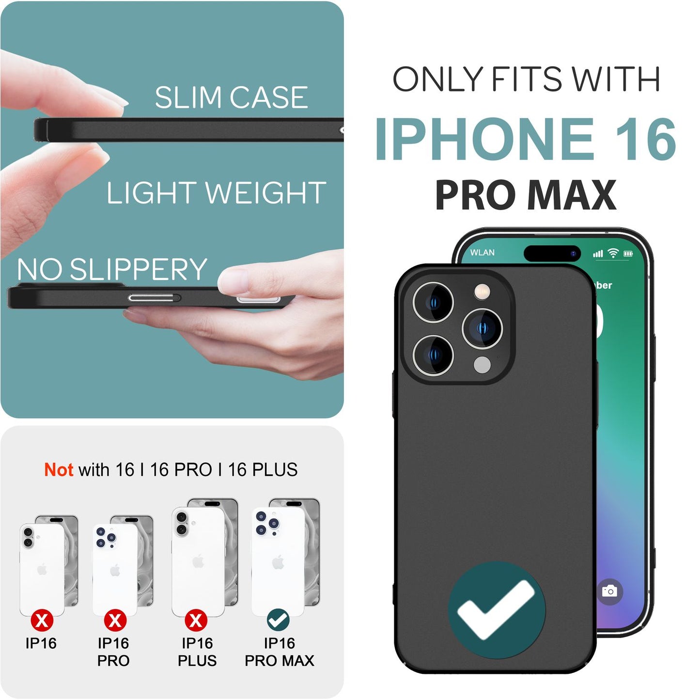 Husă rigidă ultrasubțire NALIA pentru iPhone 16 Pro Max - grosime 0,5 mm, ușoară, antiderapantă