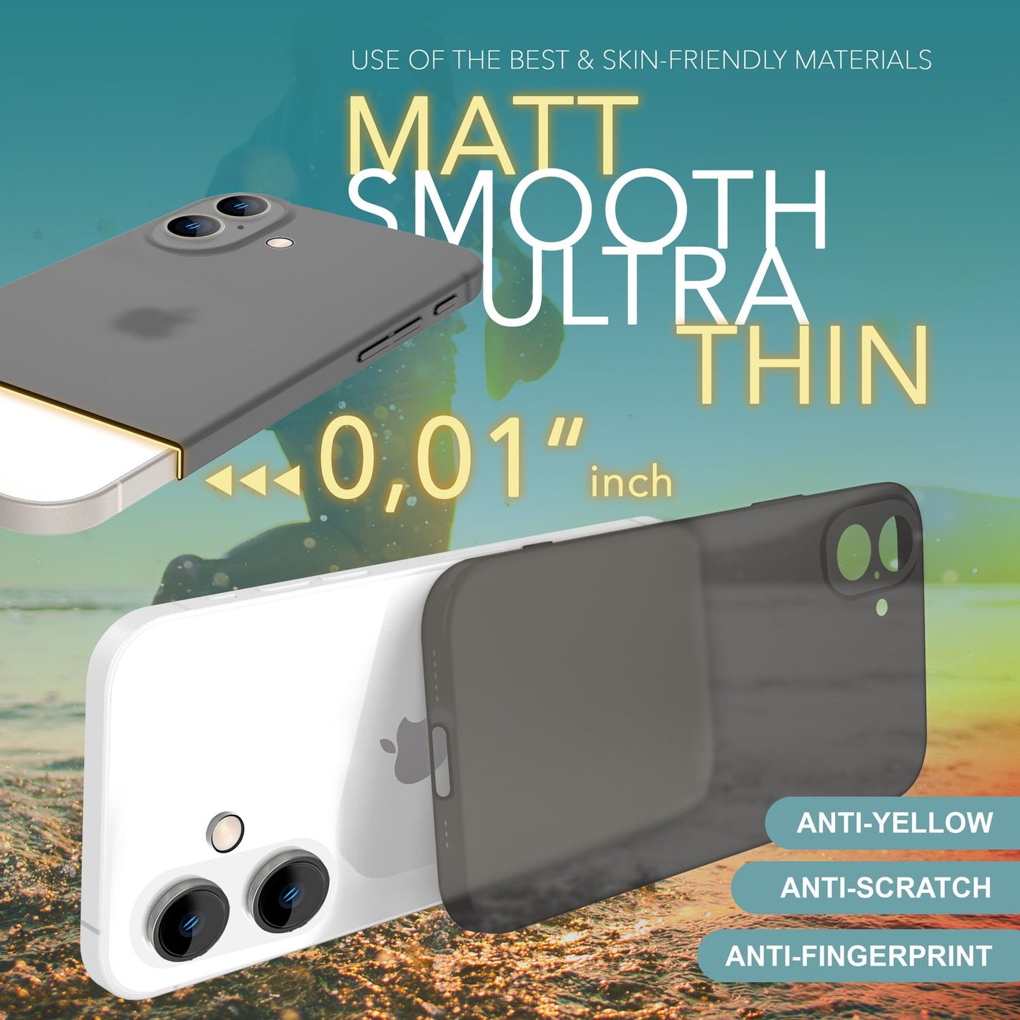 NALIA Extrem Dünne Schutzhülle für iPhone 16, 0,3mm Schlank Ultra Slim Cover Hülle, Semi-Transparente Handyhülle