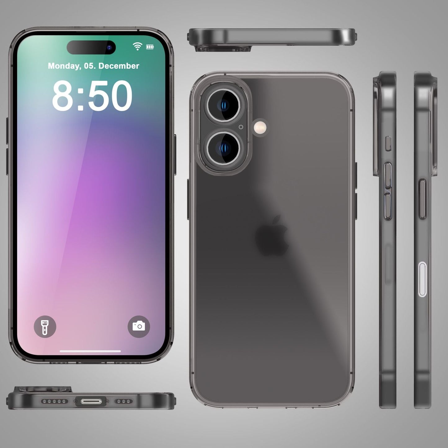 NALIA Extrem Dünne Schutzhülle für iPhone 16, 0,3mm Schlank Ultra Slim Cover Hülle, Semi-Transparente Handyhülle