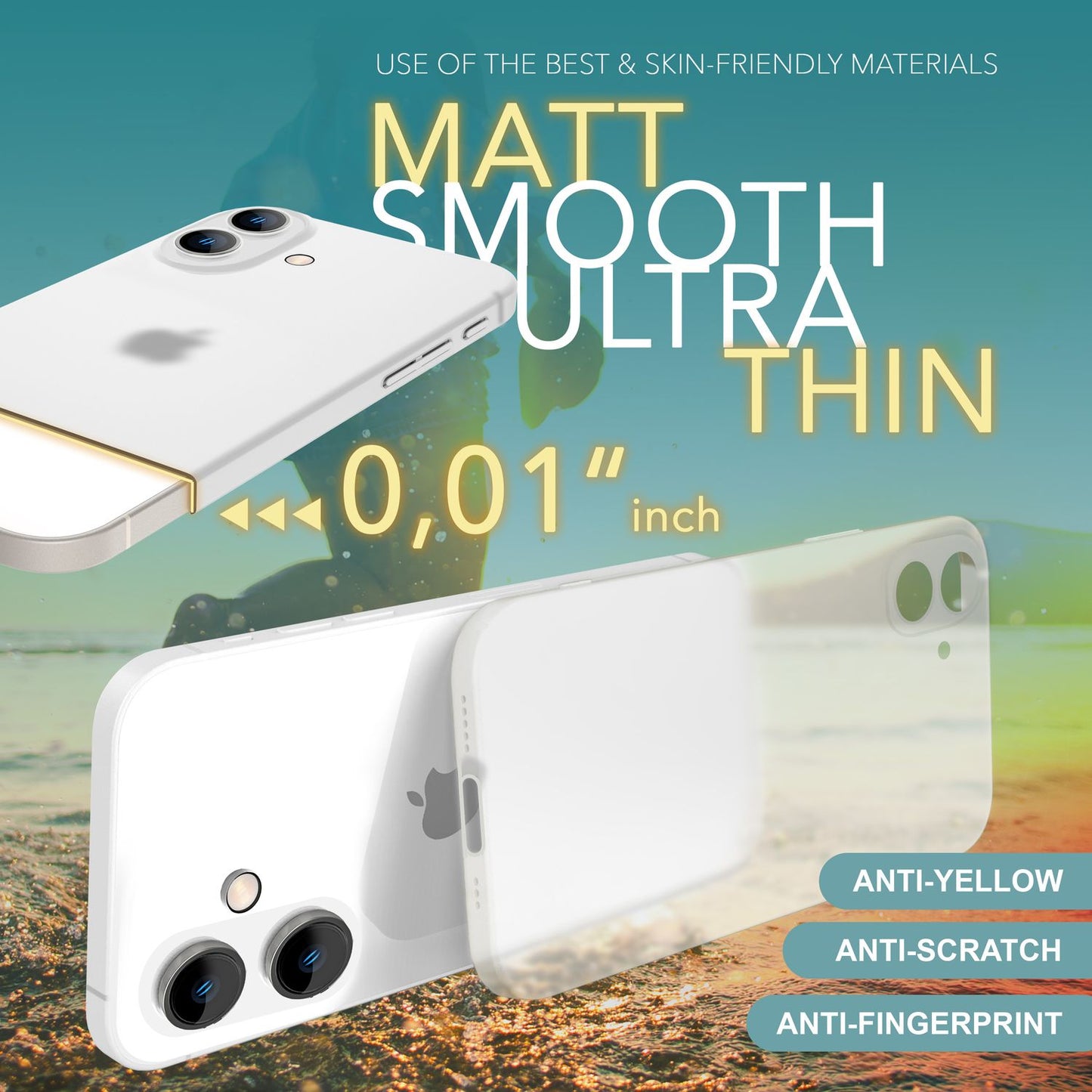 NALIA Extrem Dünne Schutzhülle für iPhone 16, 0,3mm Schlank Ultra Slim Cover Hülle, Semi-Transparente Handyhülle