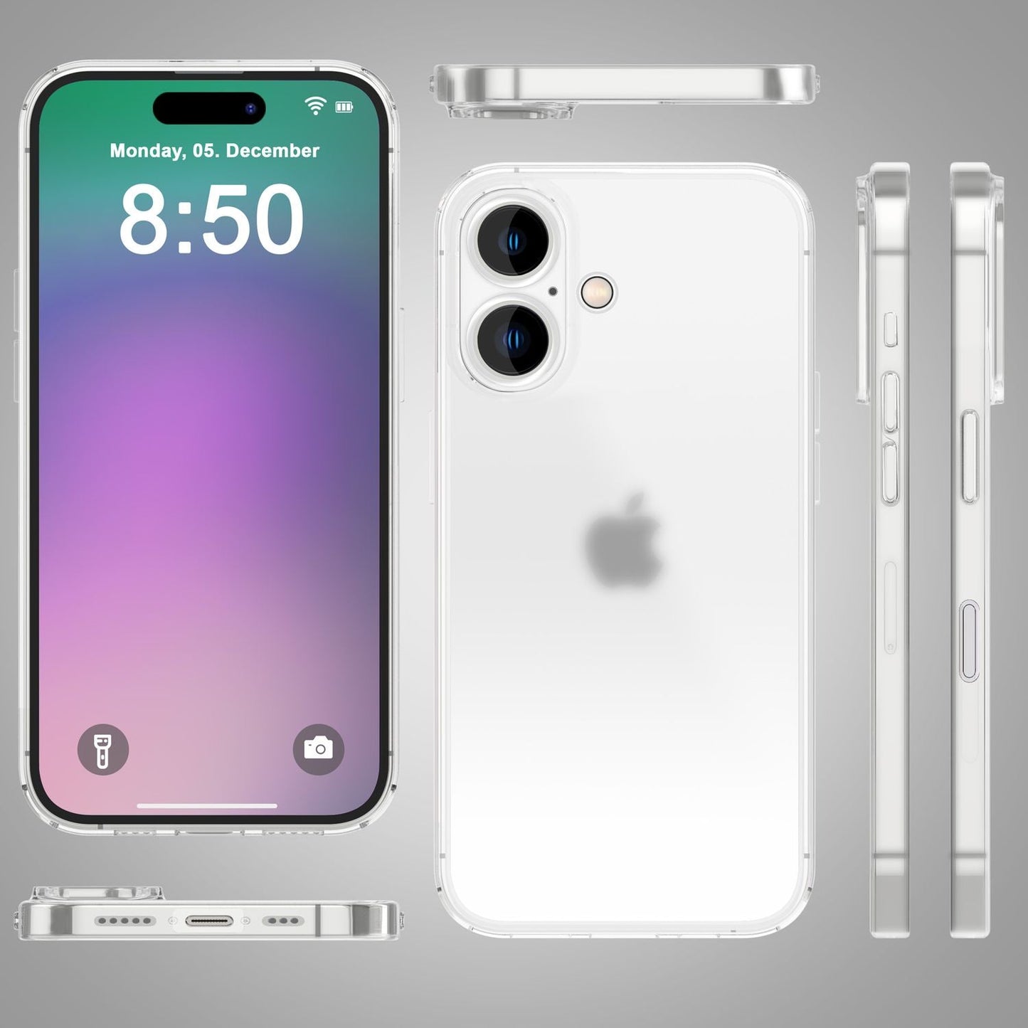 NALIA Extrem Dünne Schutzhülle für iPhone 16, 0,3mm Schlank Ultra Slim Cover Hülle, Semi-Transparente Handyhülle