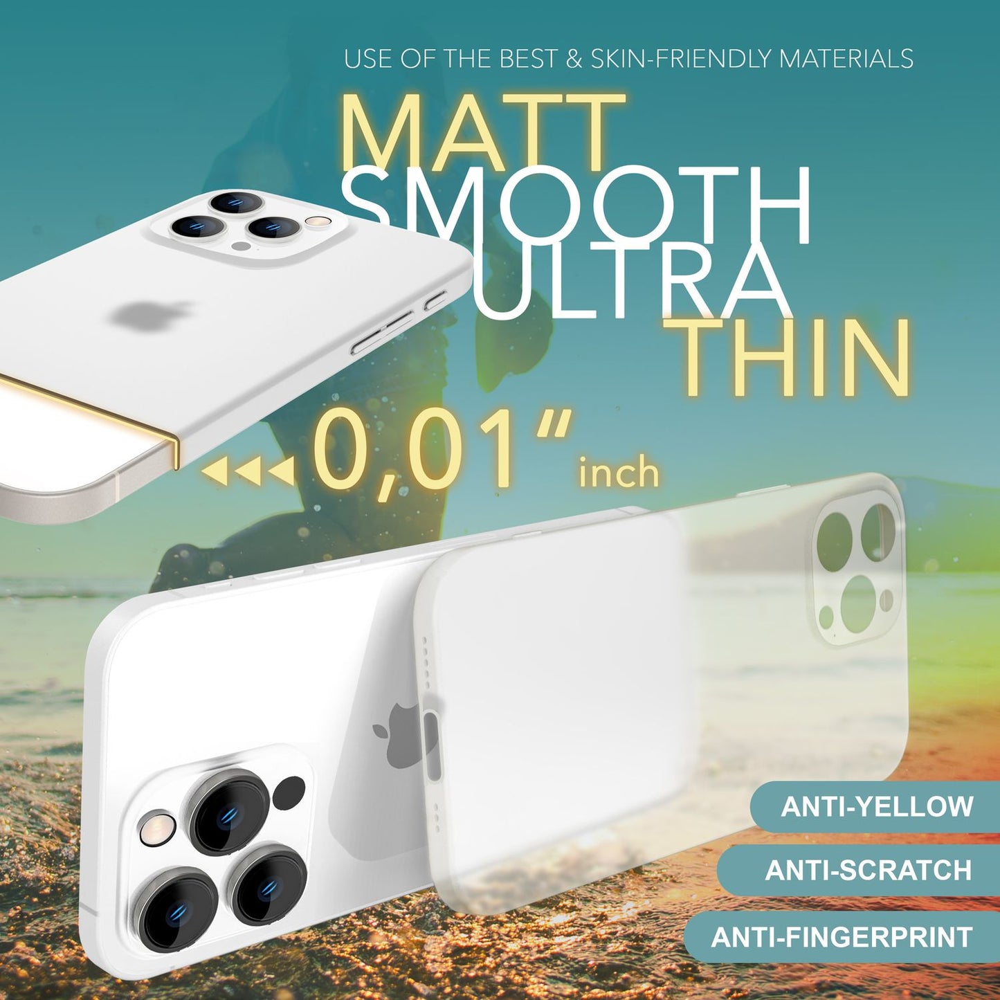 NALIA Extrem Dünne Schutzhülle für iPhone 16 Pro Max, 0,3mm Cover Ultra Slim Hülle, Semi-Transparente Handyhülle