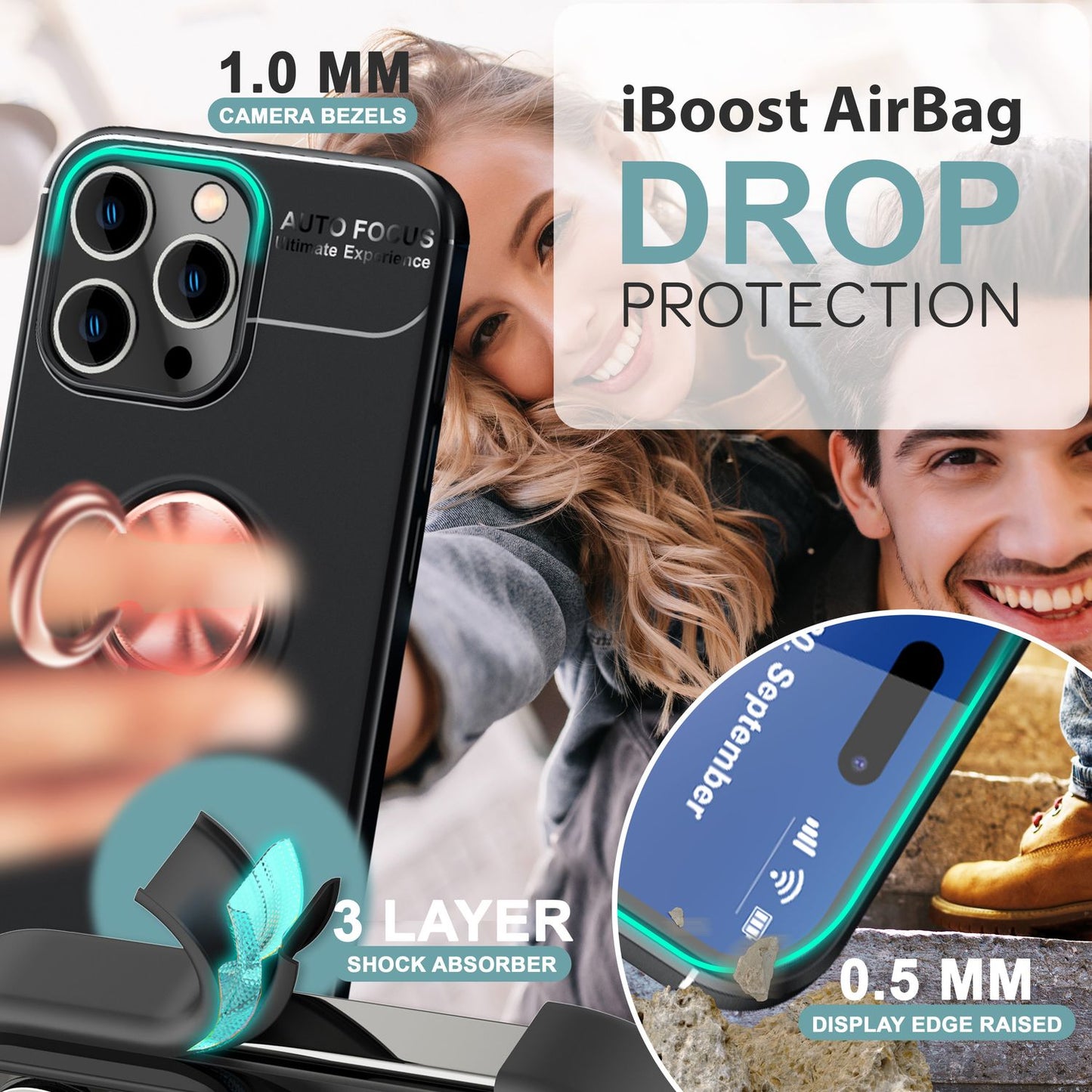 Husă de protecție NALIA Grip360 - Suport inelar 360° din silicon, potrivire perfectă pentru iPhone 16 Pro Max