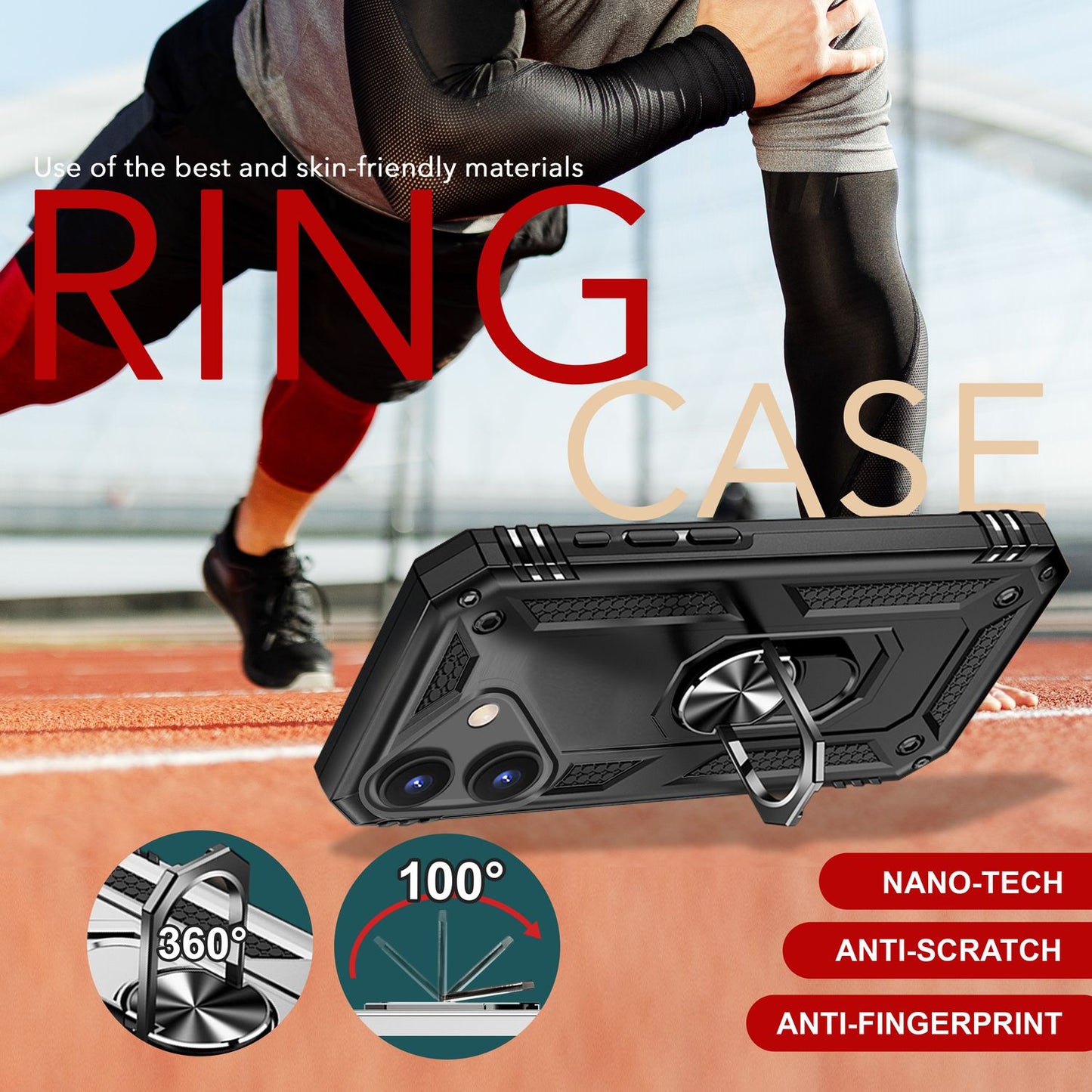 NALIA Military-Style Ringhülle für iPhone 16, Extrem Schutz Panzer Handyhülle, Hardcase Hülle mit 360° Ring