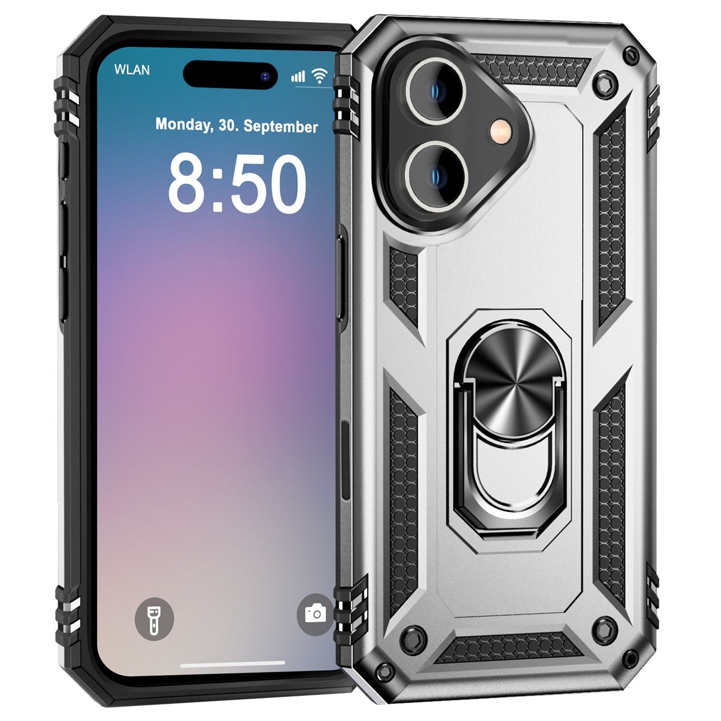 NALIA Military-Style Ringhülle für iPhone 16 Plus, Extrem Schutz Panzer Handyhülle, Hardcase Hülle mit 360° Ring