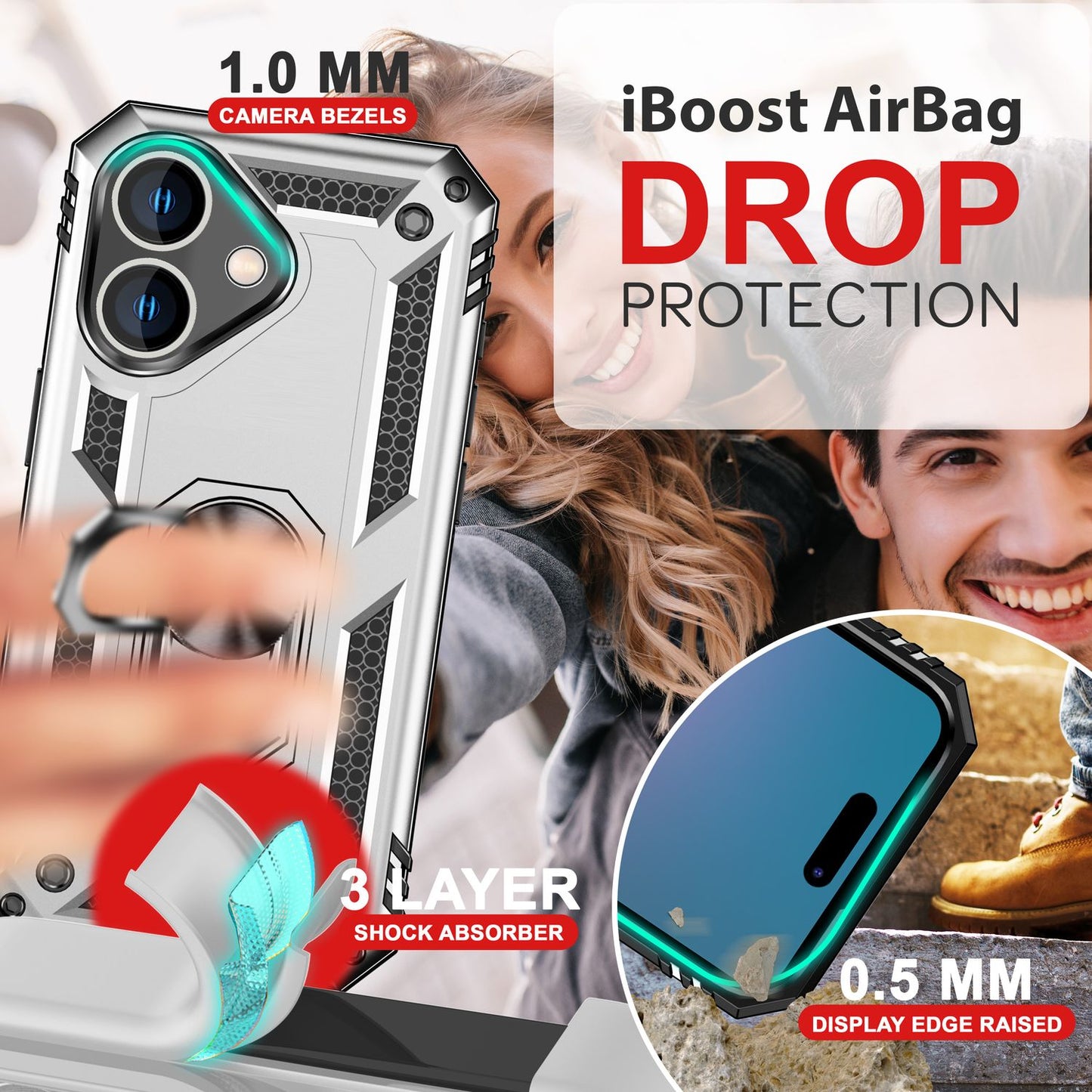 NALIA Military-Style Ringhülle für iPhone 16 Plus, Extrem Schutz Panzer Handyhülle, Hardcase Hülle mit 360° Ring