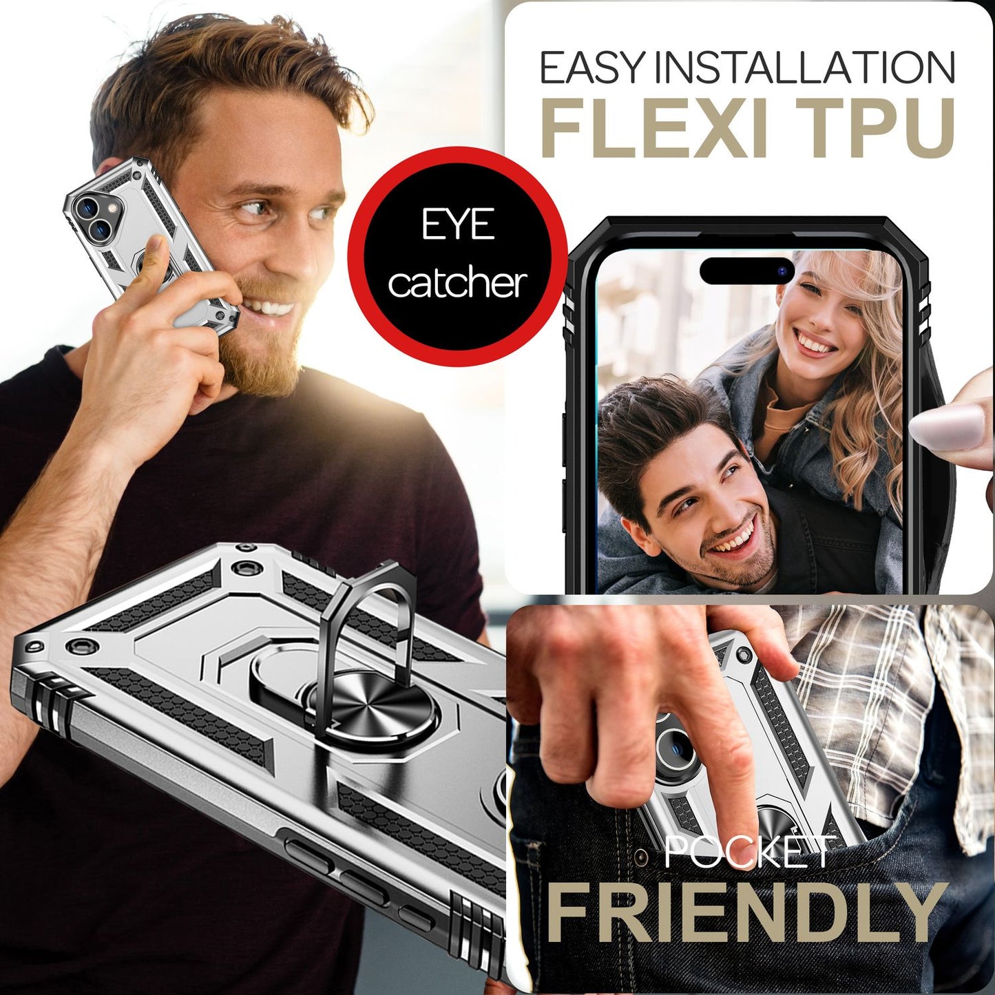 NALIA Military-Style Ringhülle für iPhone 16 Plus, Extrem Schutz Panzer Handyhülle, Hardcase Hülle mit 360° Ring