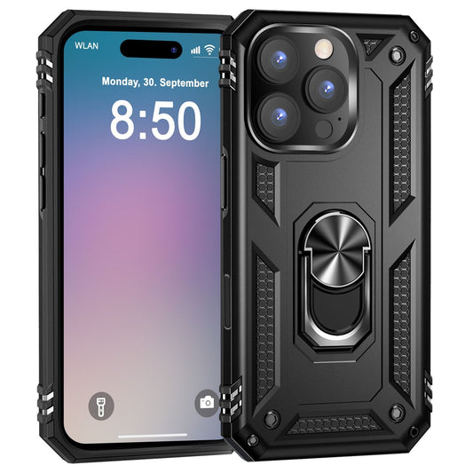 NALIA Military-Style Ringhülle für iPhone 16 Pro, Extrem Schutz Panzer Handyhülle, Hardcase Hülle mit 360° Ring