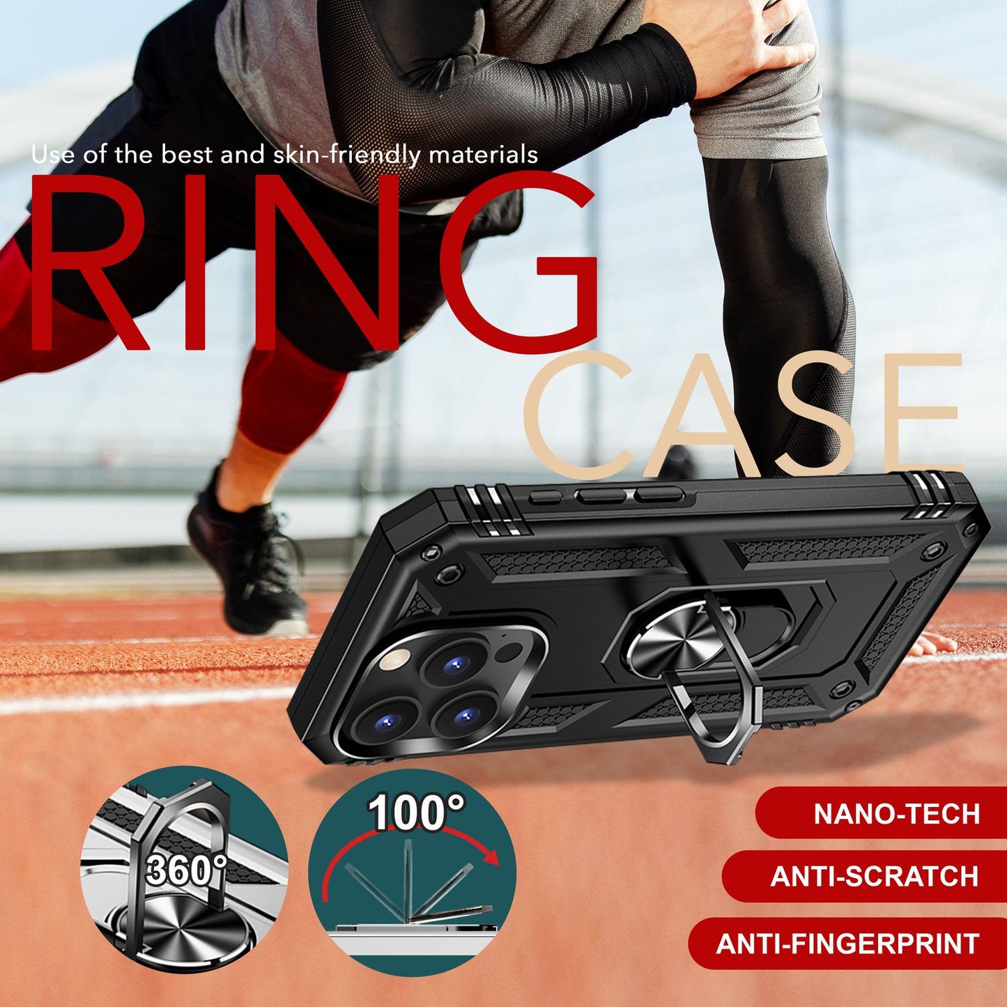 NALIA Military-Style Ringhülle für iPhone 16 Pro, Extrem Schutz Panzer Handyhülle, Hardcase Hülle mit 360° Ring