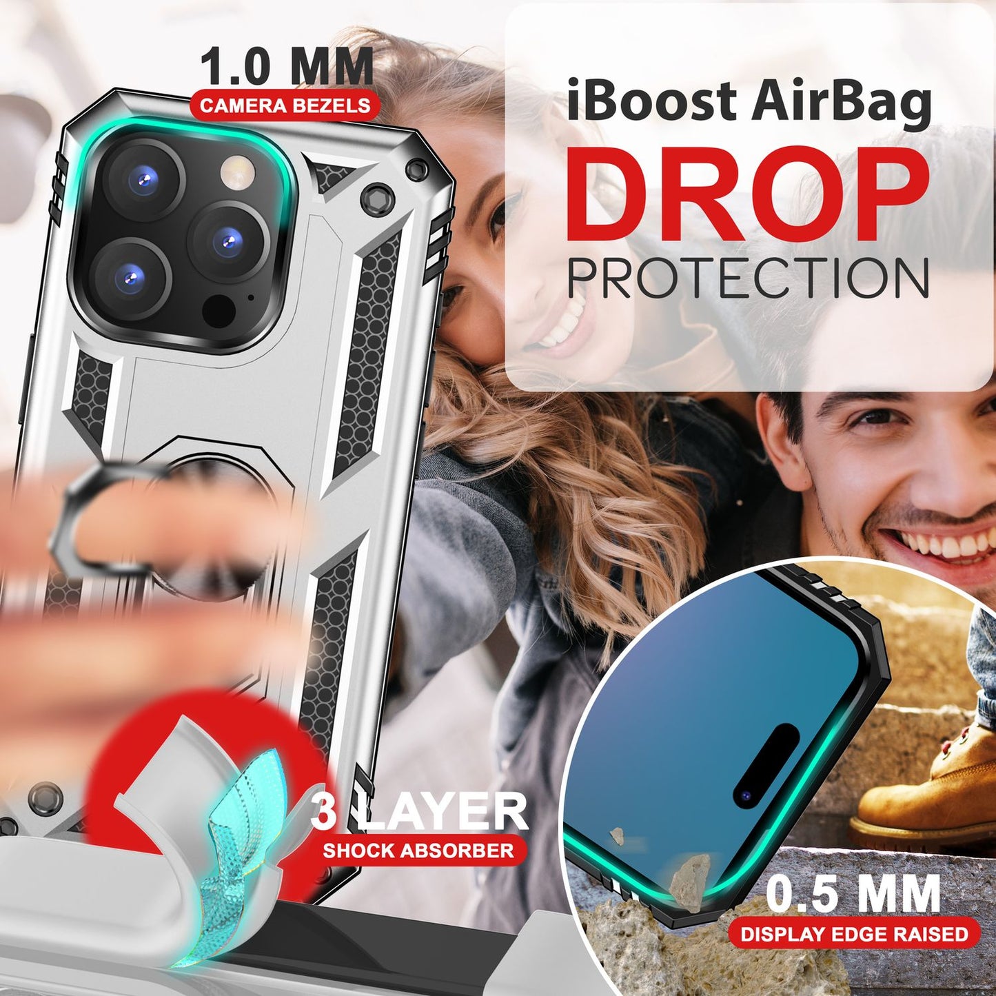 NALIA Military-Style Ringhülle für iPhone 16 Pro Max, Extrem Schutz Handyhülle, Hardcase Hülle mit 360° Ring