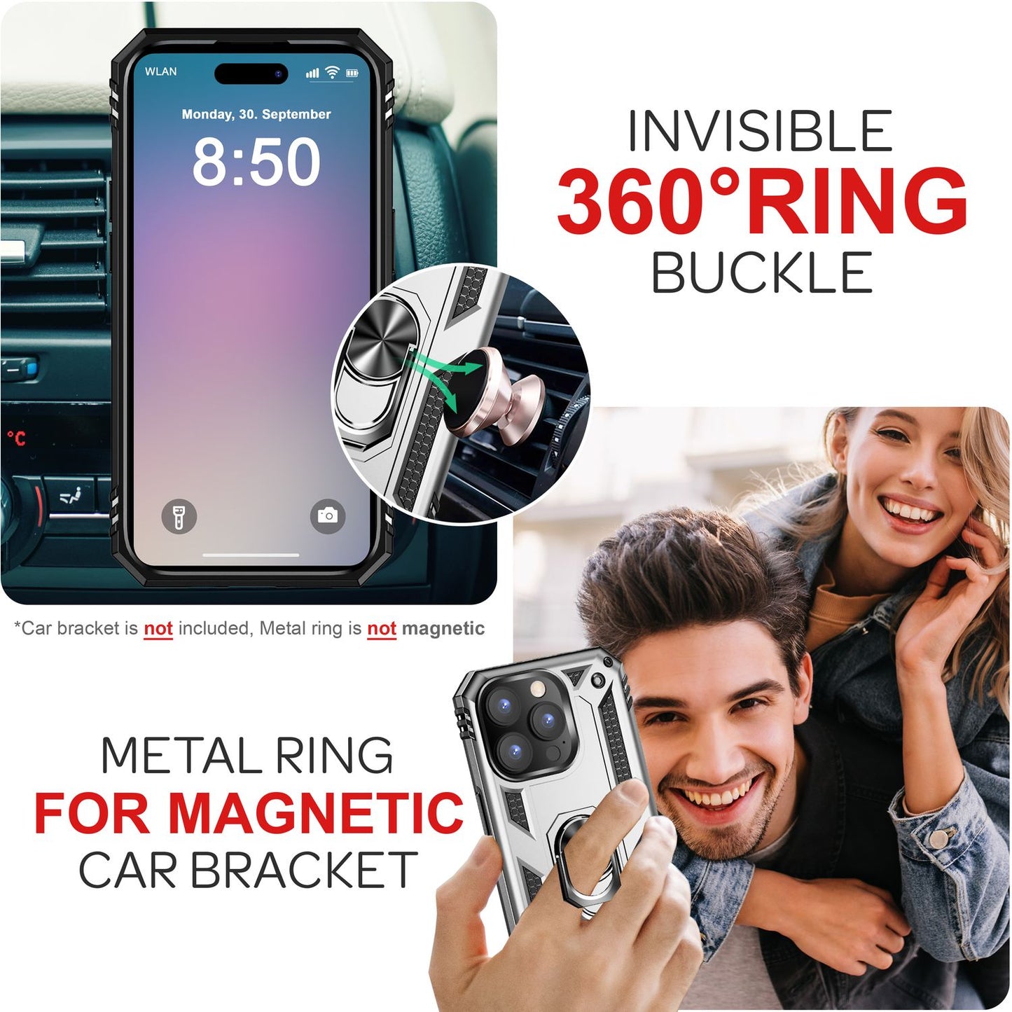 NALIA Military-Style Ringhülle für iPhone 16 Pro Max, Extrem Schutz Handyhülle, Hardcase Hülle mit 360° Ring