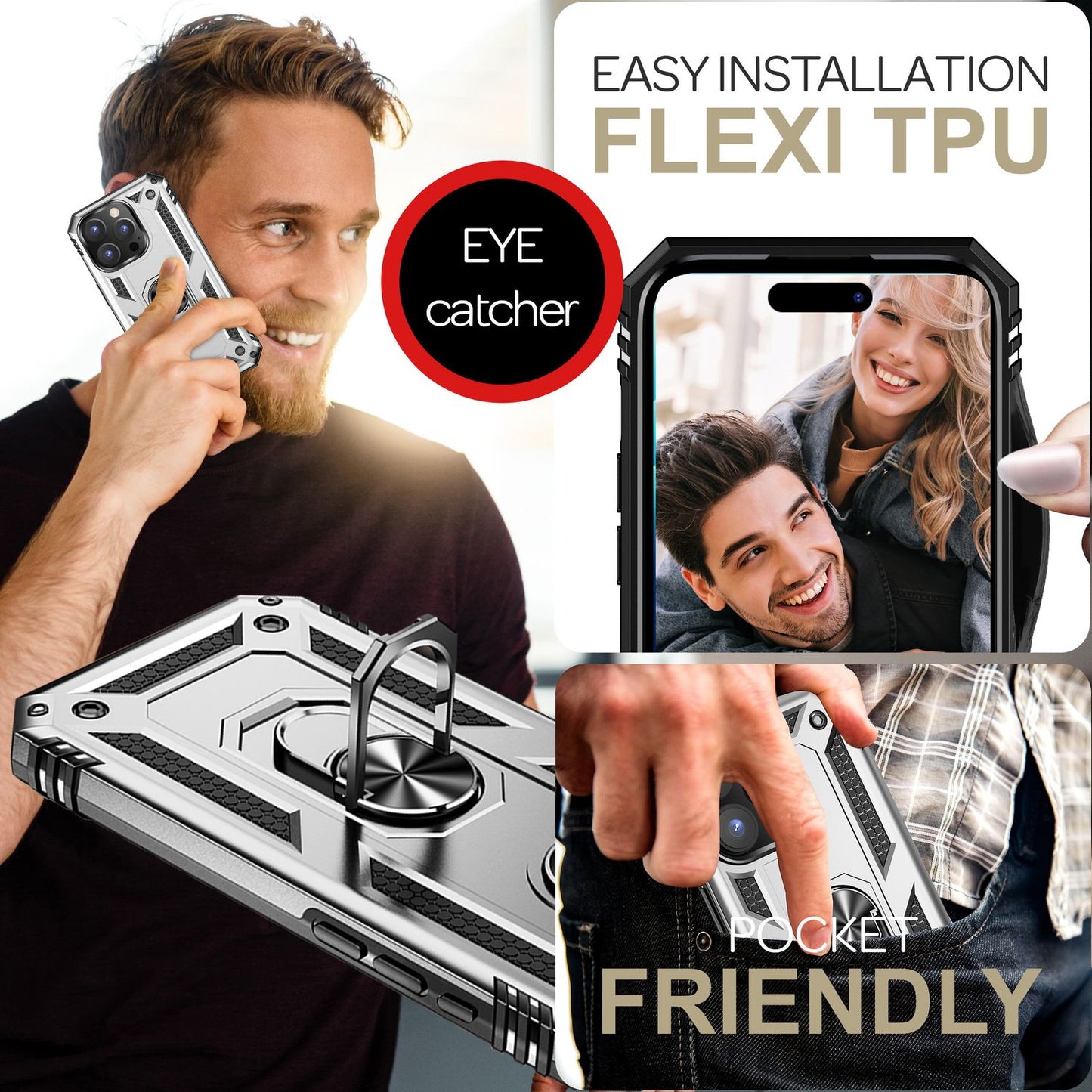 NALIA Military-Style Ringhülle für iPhone 16 Pro Max, Extrem Schutz Handyhülle, Hardcase Hülle mit 360° Ring