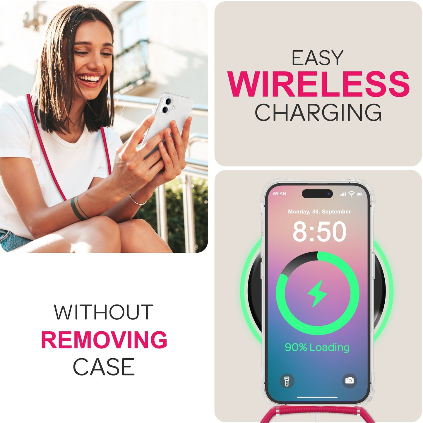 NALIA Iphone Umhängehülle Klar Mit Band - Gewicht 28 g Dicke 0,7 mm