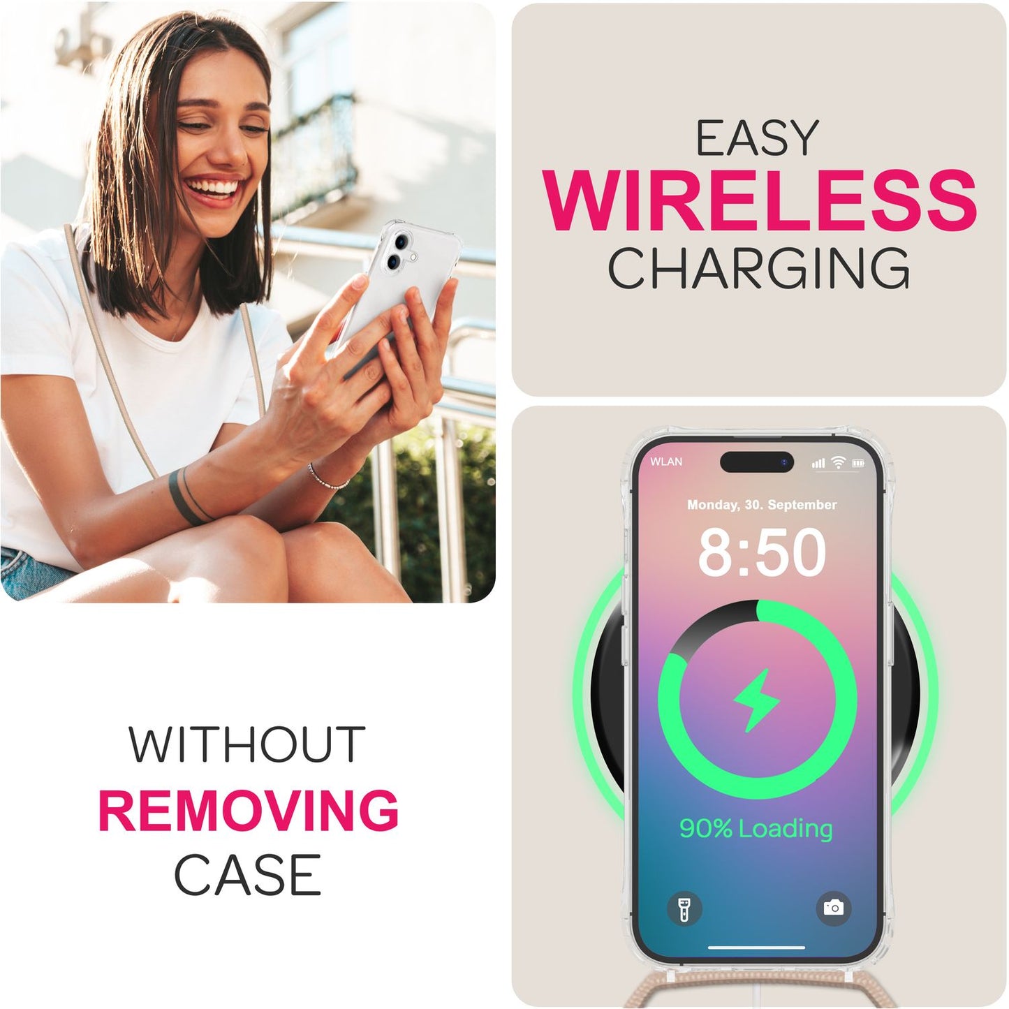 NALIA Hangit Klare Hülle - Passend Für IPhone 16 Plus, Transparent, Band Zum Umhängen