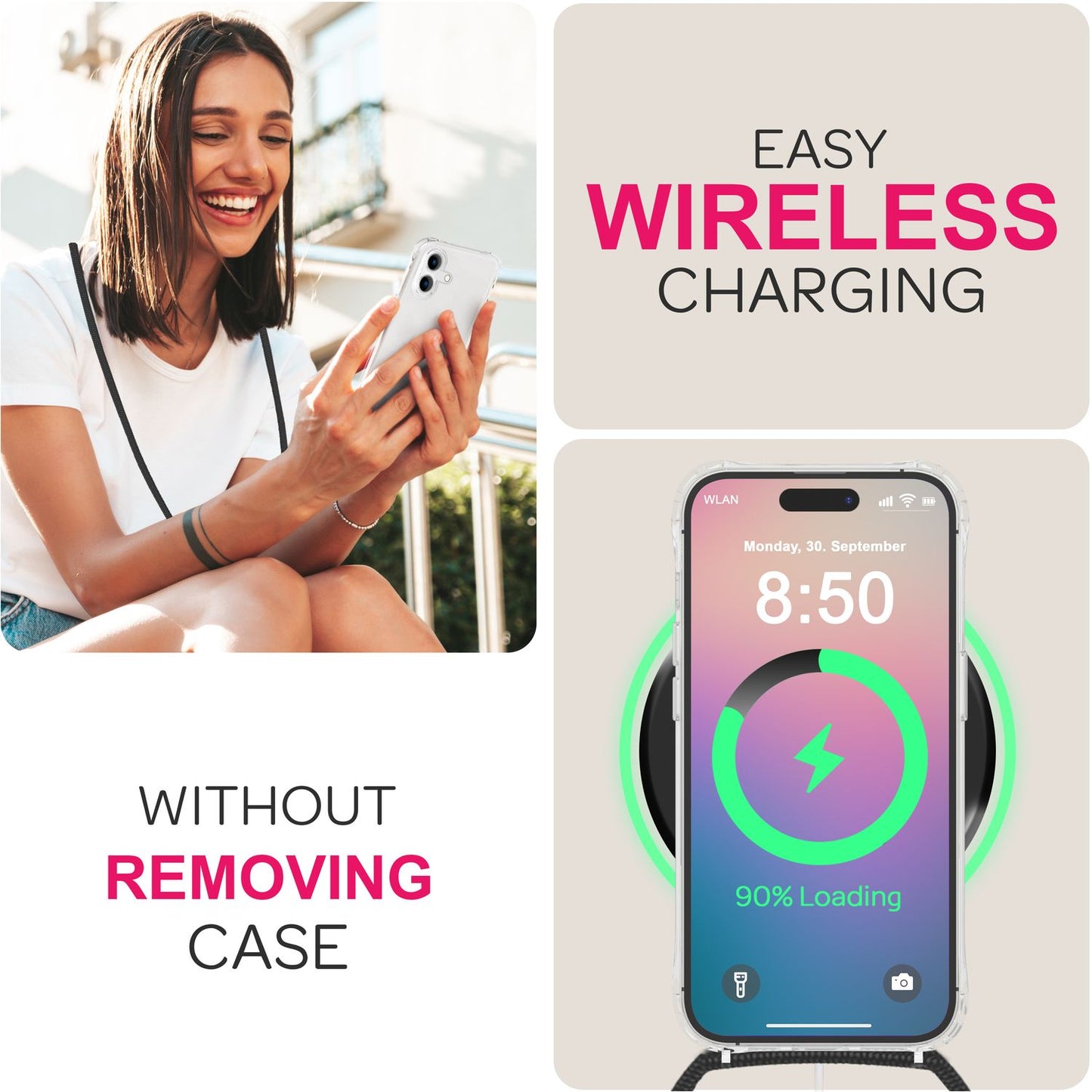 NALIA Hangit Klare Hülle - Passend Für IPhone 16 Plus, Transparent, Band Zum Umhängen