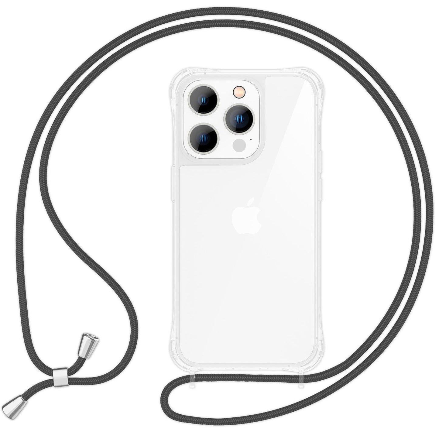 NALIA iPhone 16 Pro Klare Hülle Mit Band Umhänge - Kompatibel 6,1 Zoll, Verstellbares Band, Transparente Rückseite