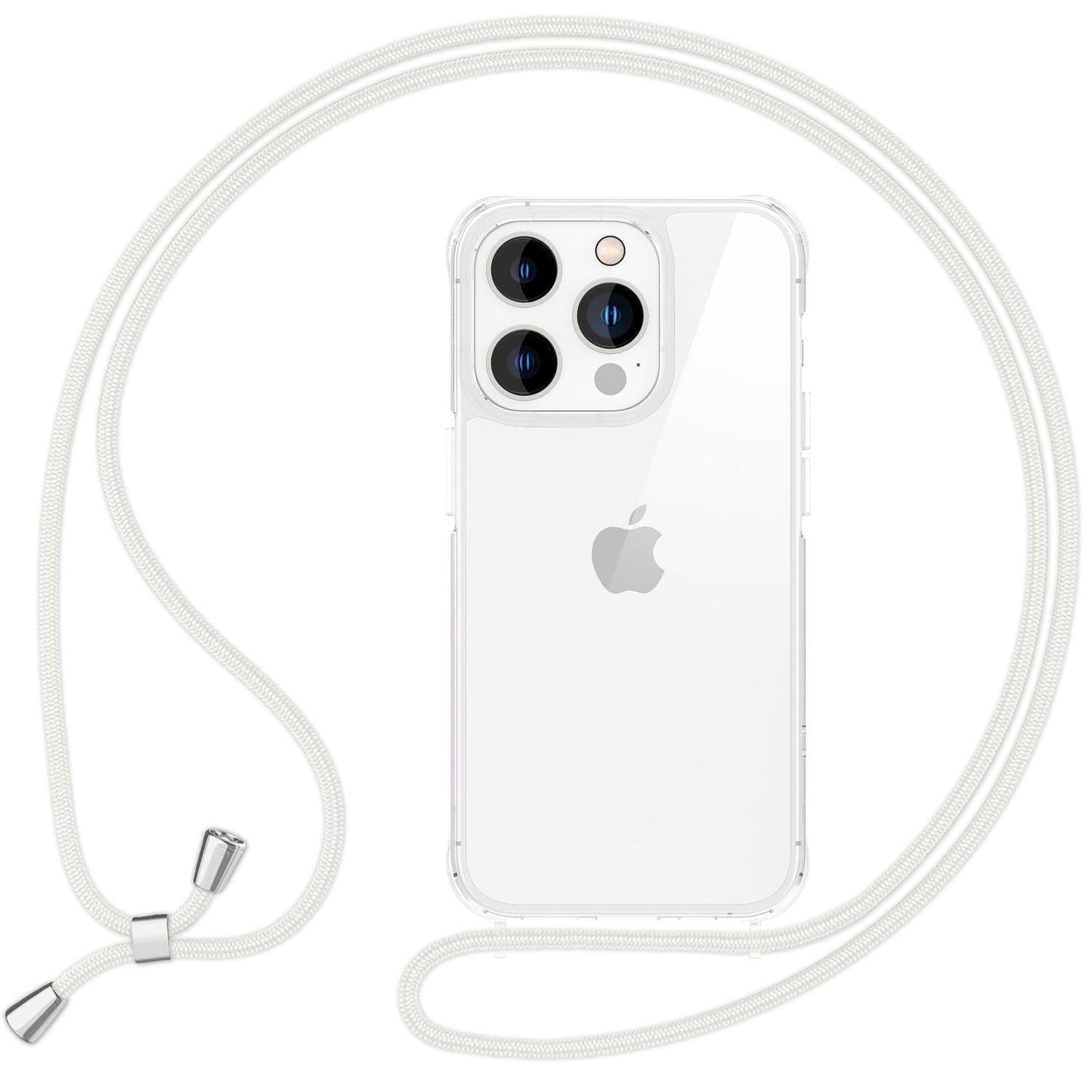 NALIA iPhone 16 Pro Klare Hülle Mit Band Umhänge - Kompatibel 6,1 Zoll, Verstellbares Band, Transparente Rückseite