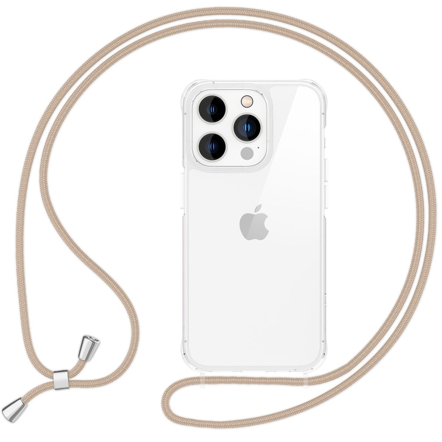 NALIA Husă transparentă cu curea de gât pentru iPhone 16 Pro Max, husă transparentă rigidă cu lanț pentru telefon