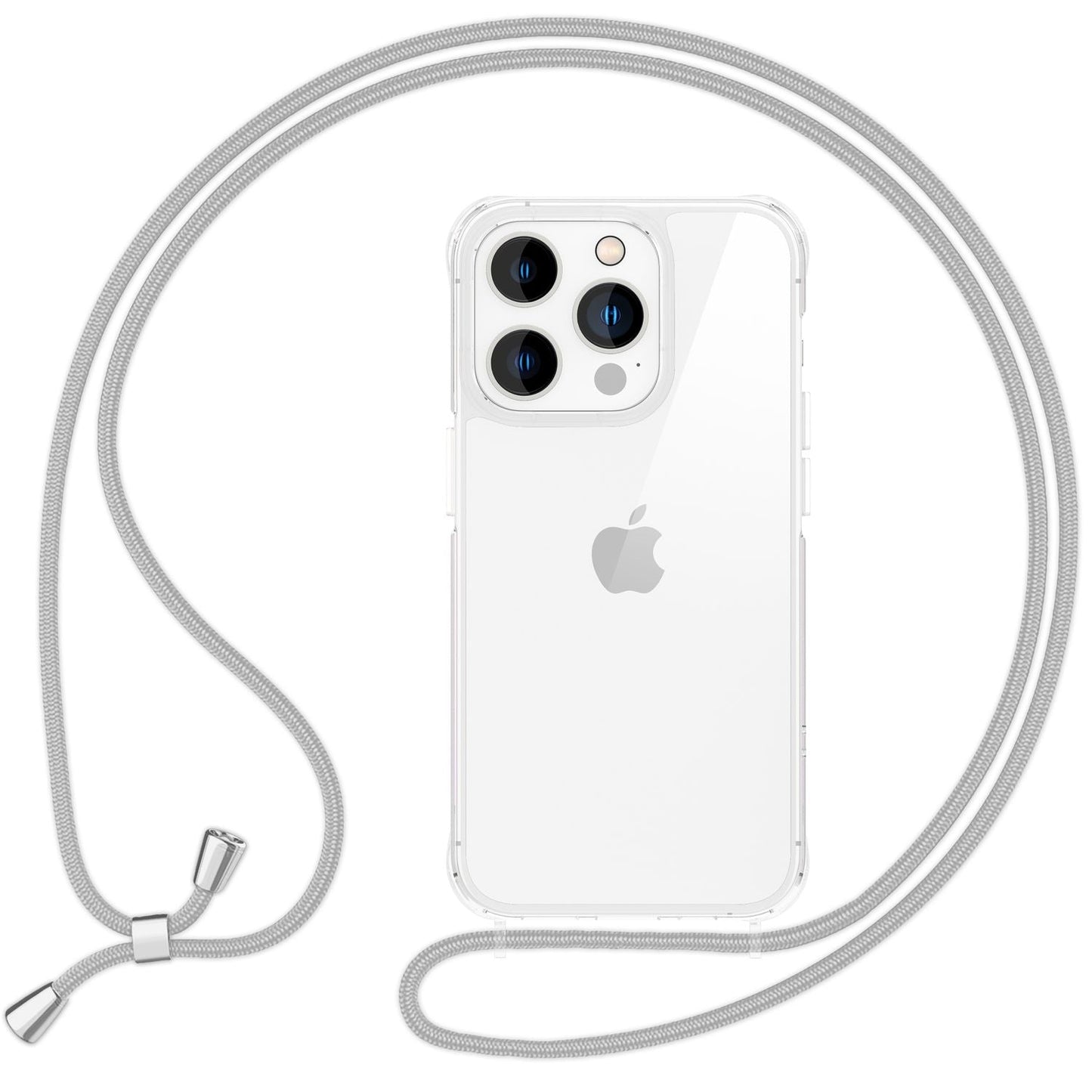 NALIA Husă transparentă cu curea de gât pentru iPhone 16 Pro Max, husă transparentă rigidă cu lanț pentru telefon