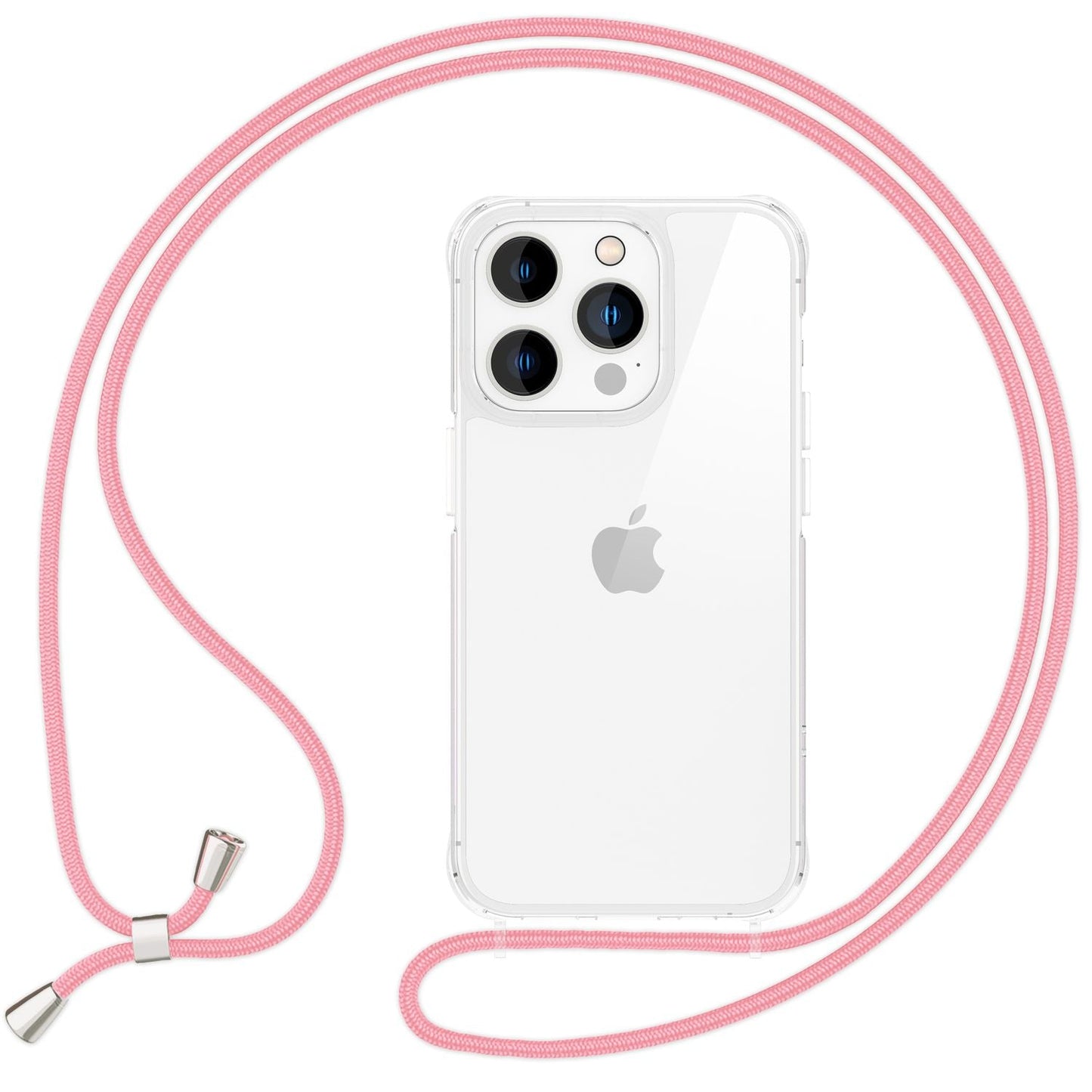 NALIA Husă transparentă cu curea de gât pentru iPhone 16 Pro Max, husă transparentă rigidă cu lanț pentru telefon