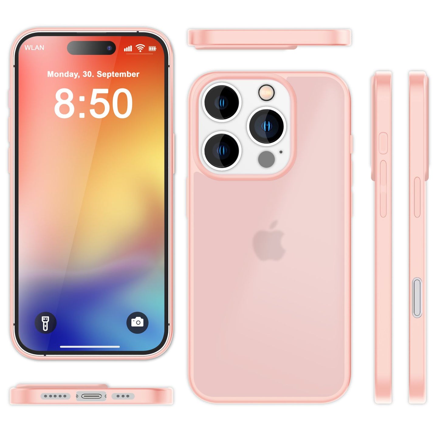 NALIA Matte Hybrid Hülle für iPhone 16 Pro, Anti-Fingerabdruck Acryl Rückseite & Silikon, Semi-Transparent