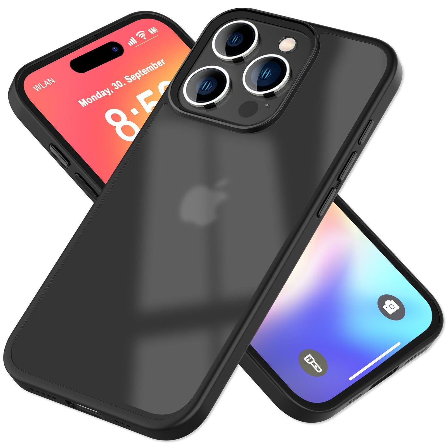 NALIA Matte Hybrid Hülle für iPhone 16 Pro Max, Anti-Fingerabdruck Acryl Rückseite, Cover Semi-Transparent