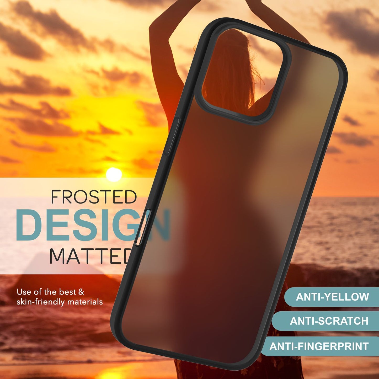 NALIA Matte Hybrid Hülle für iPhone 16 Pro Max, Anti-Fingerabdruck Acryl Rückseite, Cover Semi-Transparent