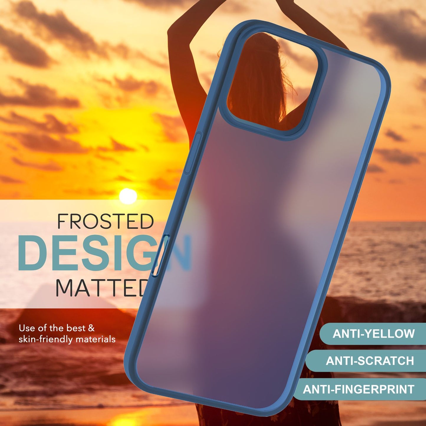 NALIA Matte Hybrid Hülle für iPhone 16 Pro Max, Anti-Fingerabdruck Acryl Rückseite, Cover Semi-Transparent