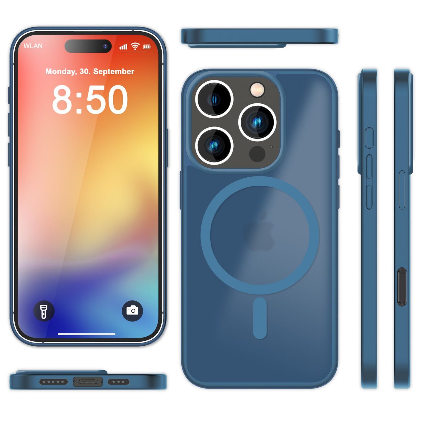 NALIA Matte Hybrid Hülle für iPhone 16 Pro Max, Anti-Fingerabdruck Acryl Rückseite, Cover Semi-Transparent