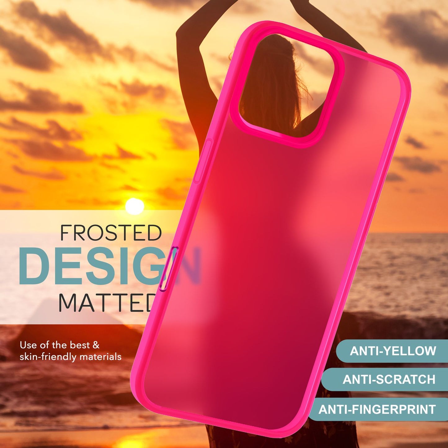 NALIA Matte Hybrid Hülle für iPhone 16 Pro Max, Anti-Fingerabdruck Acryl Rückseite, Cover Semi-Transparent