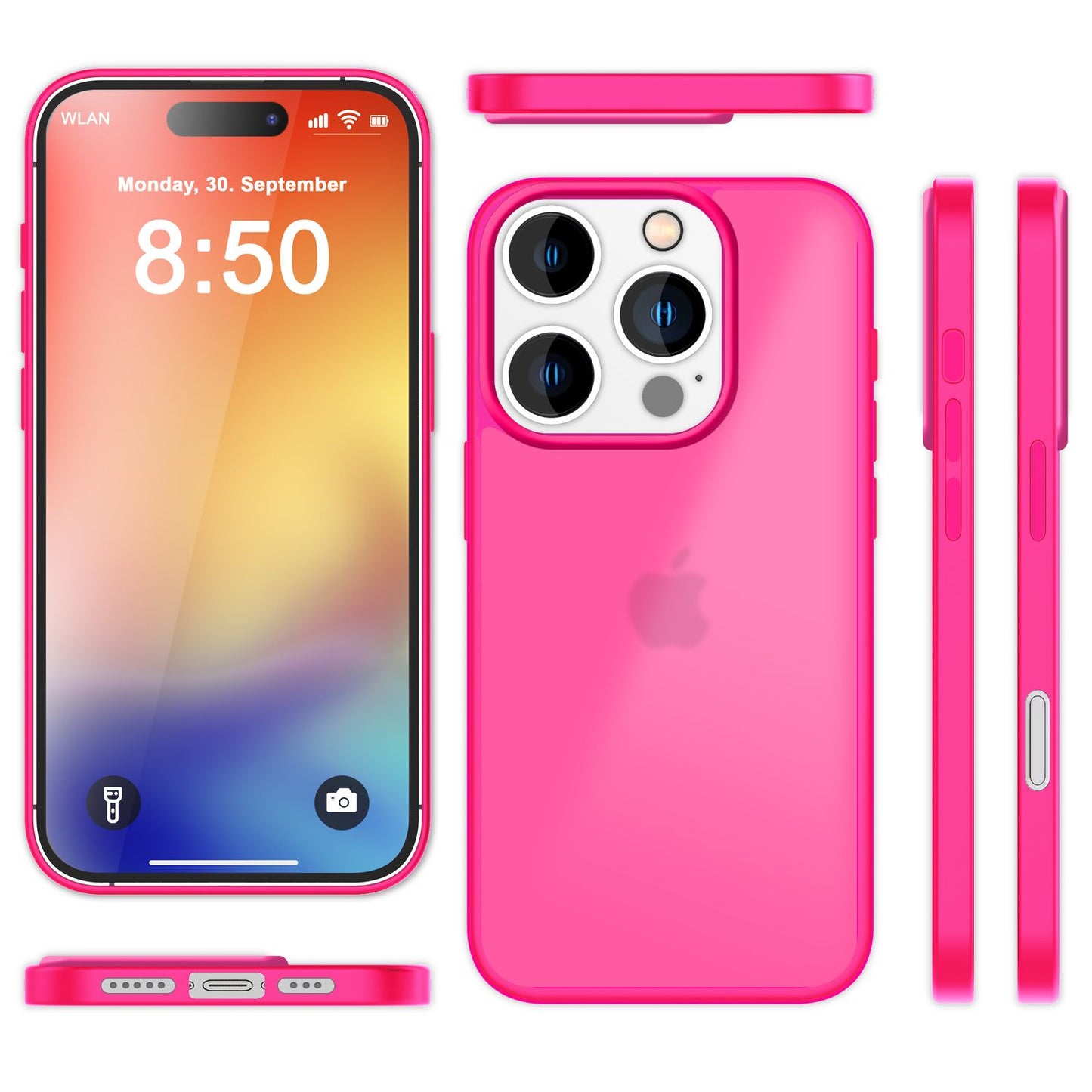 NALIA Matte Hybrid Hülle für iPhone 16 Pro Max, Anti-Fingerabdruck Acryl Rückseite, Cover Semi-Transparent