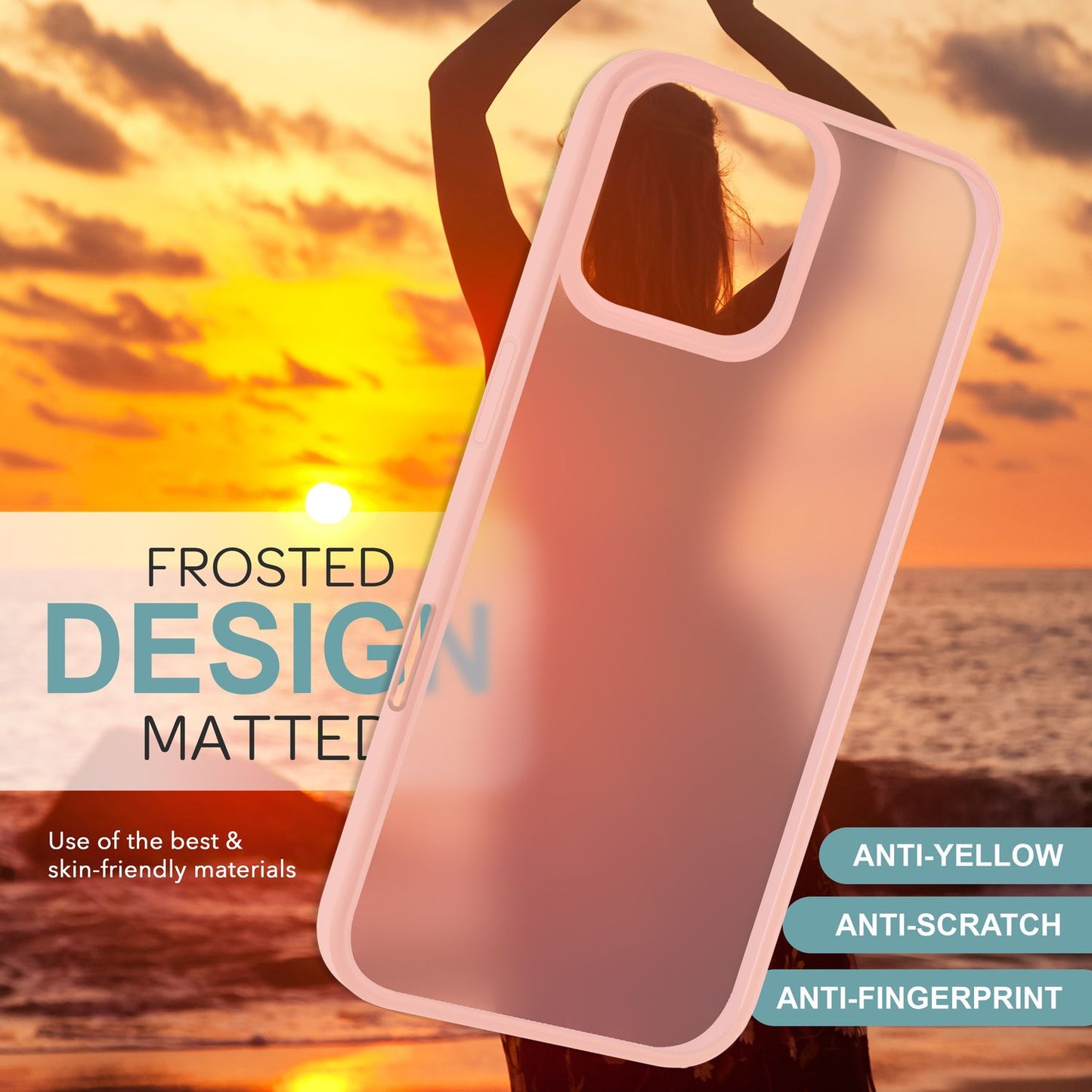 NALIA Matte Hybrid Hülle für iPhone 16 Pro Max, Anti-Fingerabdruck Acryl Rückseite, Cover Semi-Transparent