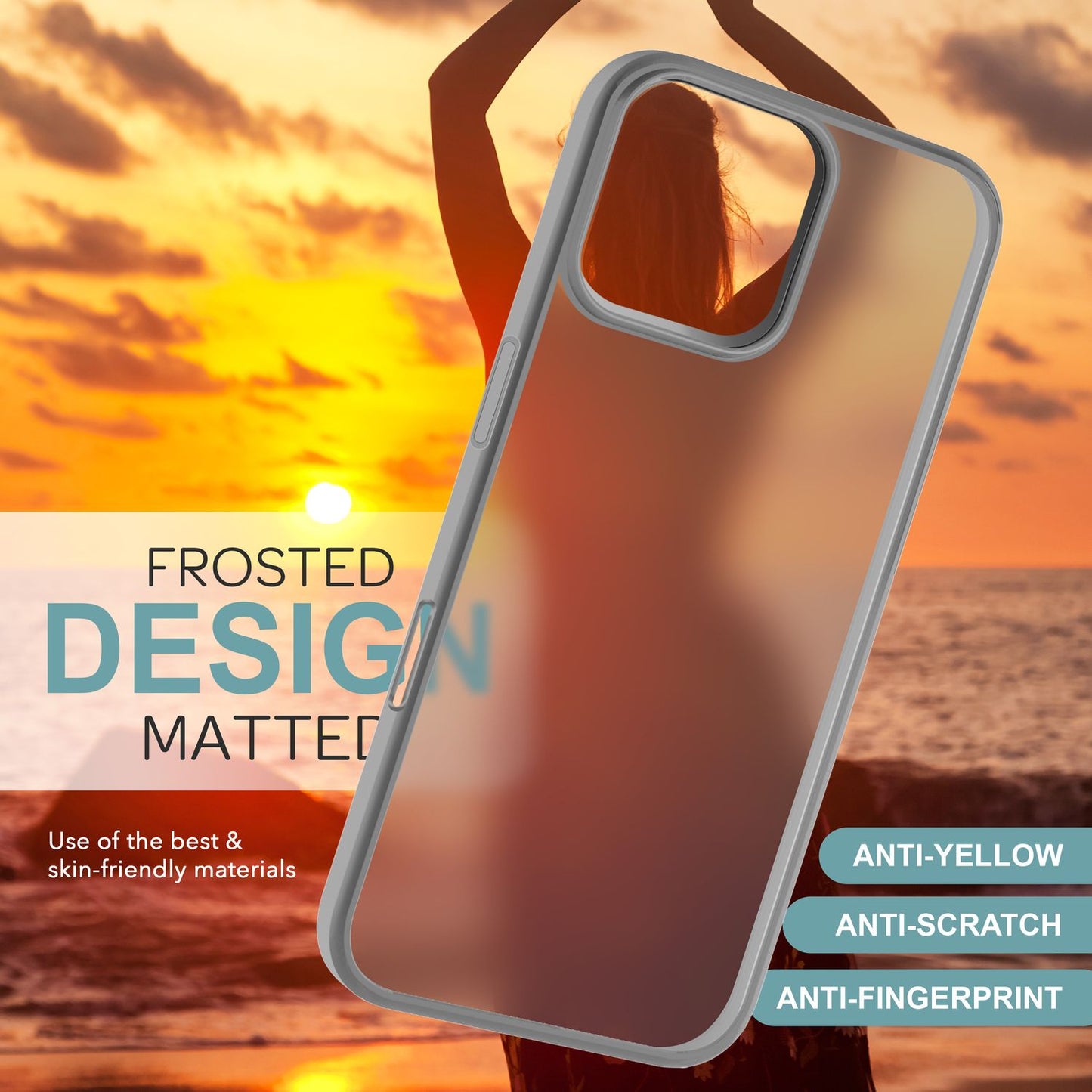 NALIA Matte Hybrid Hülle für iPhone 16 Pro Max, Anti-Fingerabdruck Acryl Rückseite, Cover Semi-Transparent