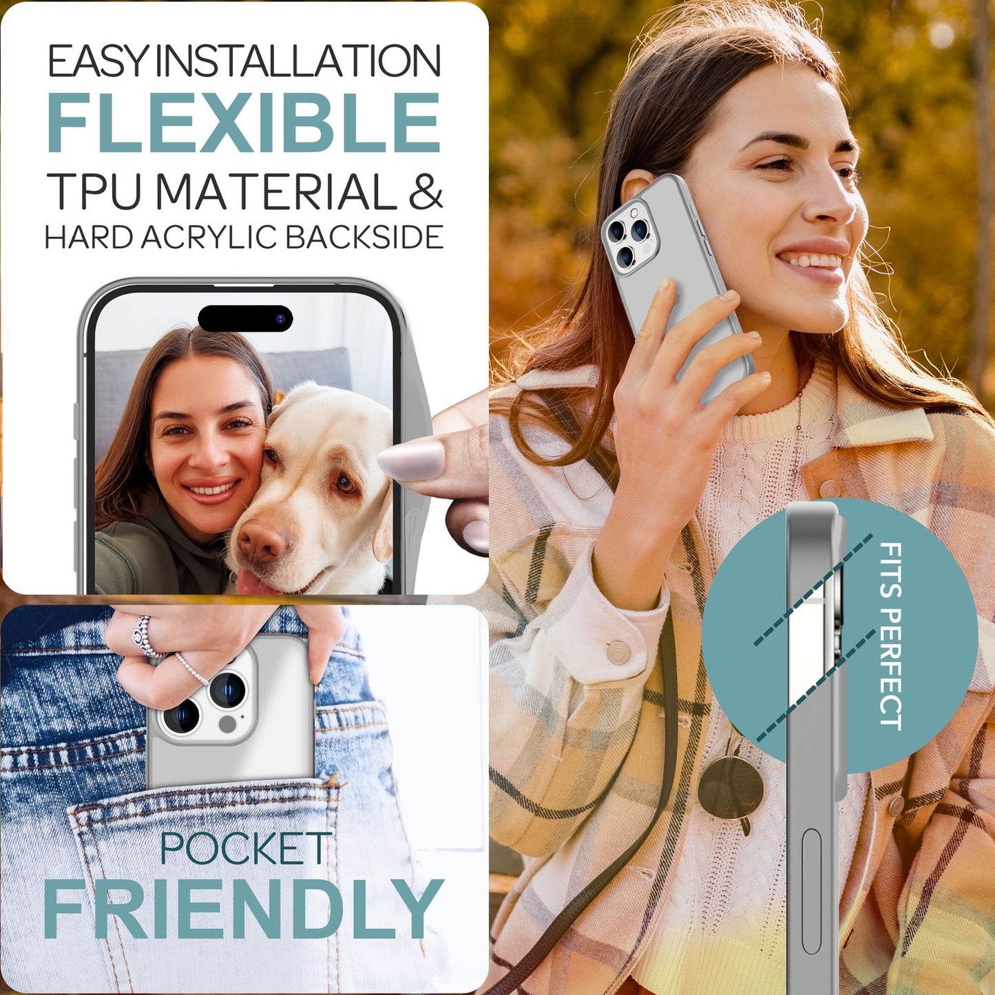 NALIA Matte Hybrid Hülle für iPhone 16 Pro Max, Anti-Fingerabdruck Acryl Rückseite, Cover Semi-Transparent