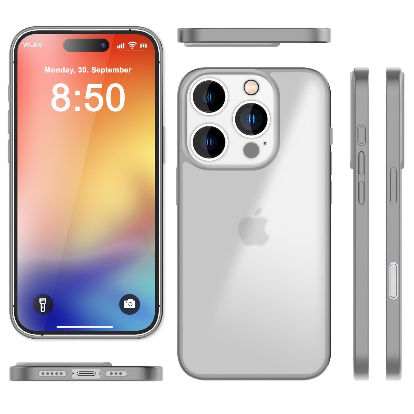 NALIA Matte Hybrid Hülle für iPhone 16 Pro Max, Anti-Fingerabdruck Acryl Rückseite, Cover Semi-Transparent