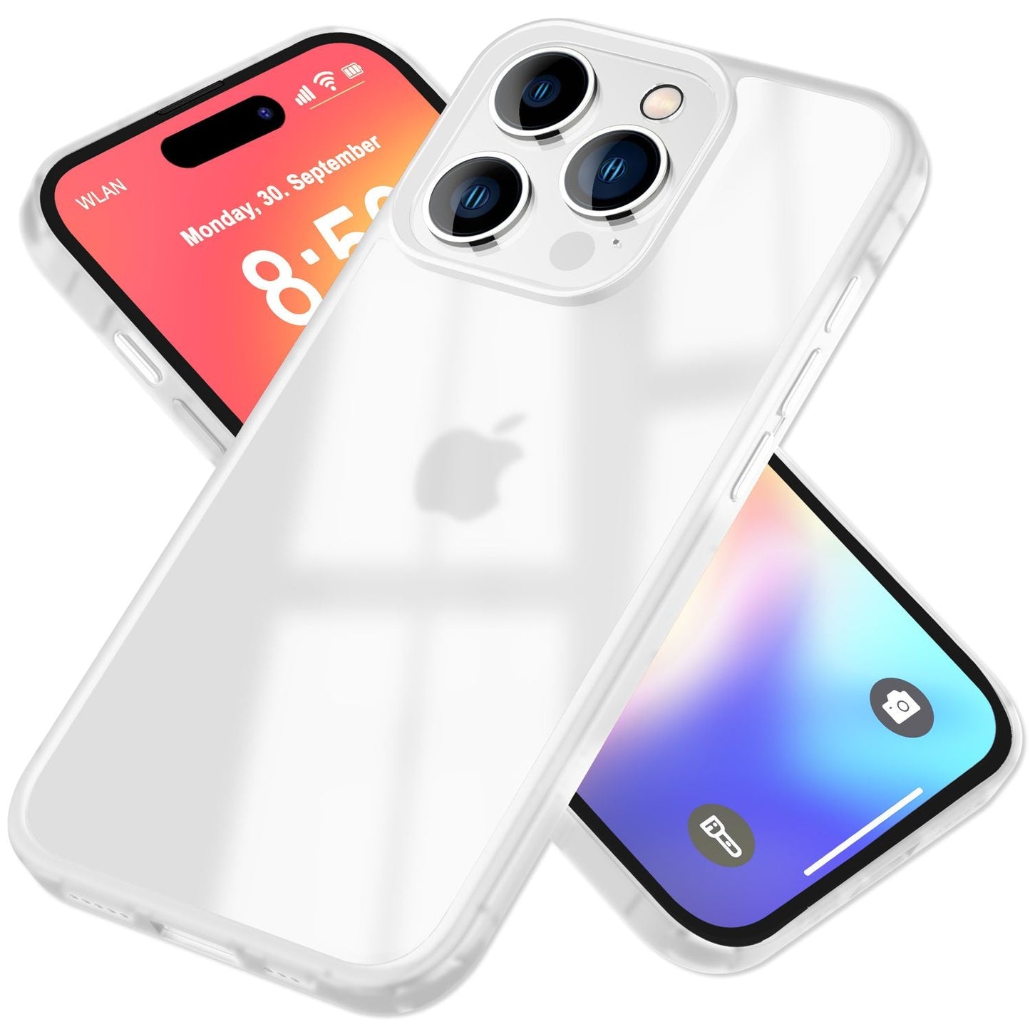 NALIA Matte Hybrid Hülle für iPhone 16 Pro Max, Anti-Fingerabdruck Acryl Rückseite, Cover Semi-Transparent